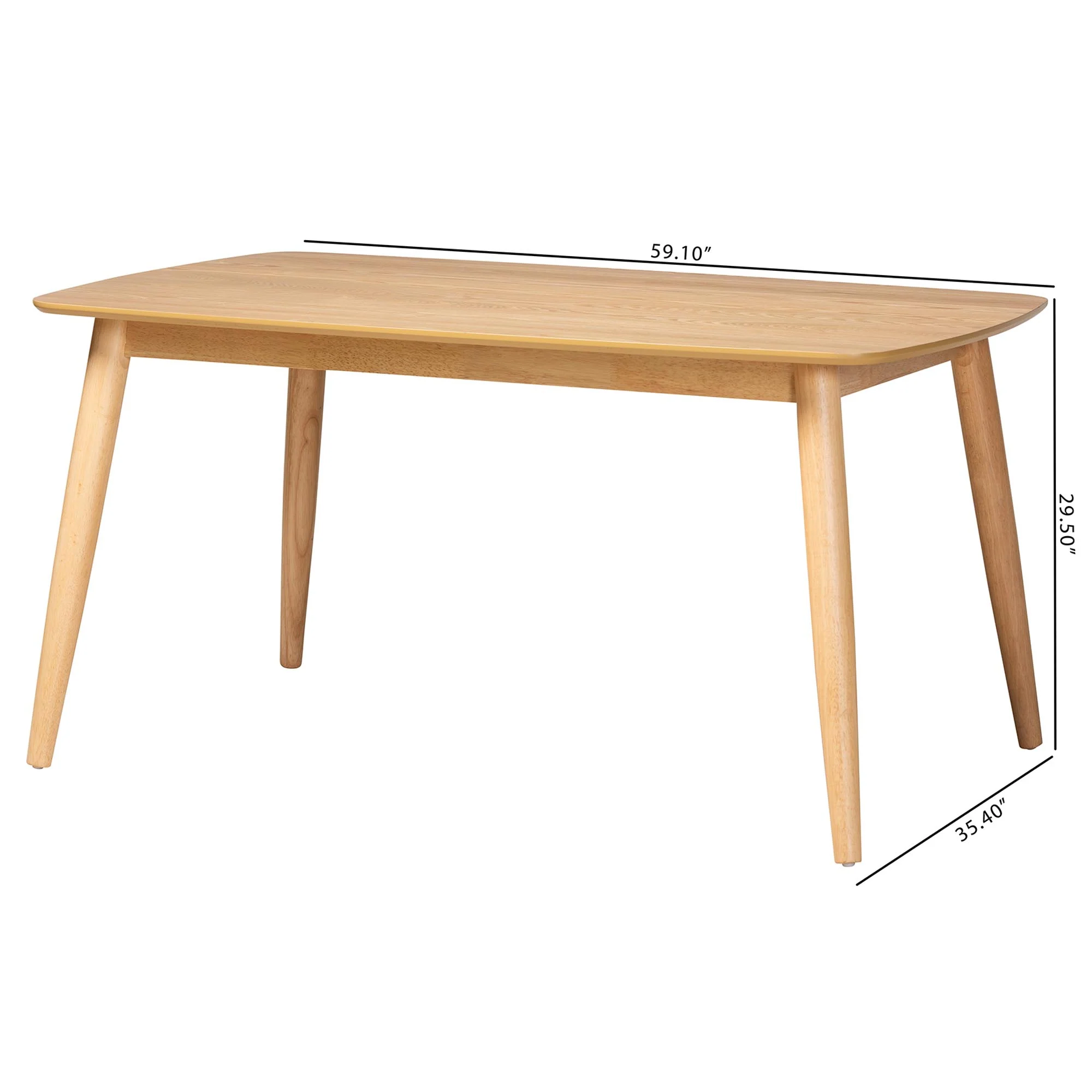 Baxton Studio Flora Mid-Century Modern Black Finished Wood Dining Table - Image 17