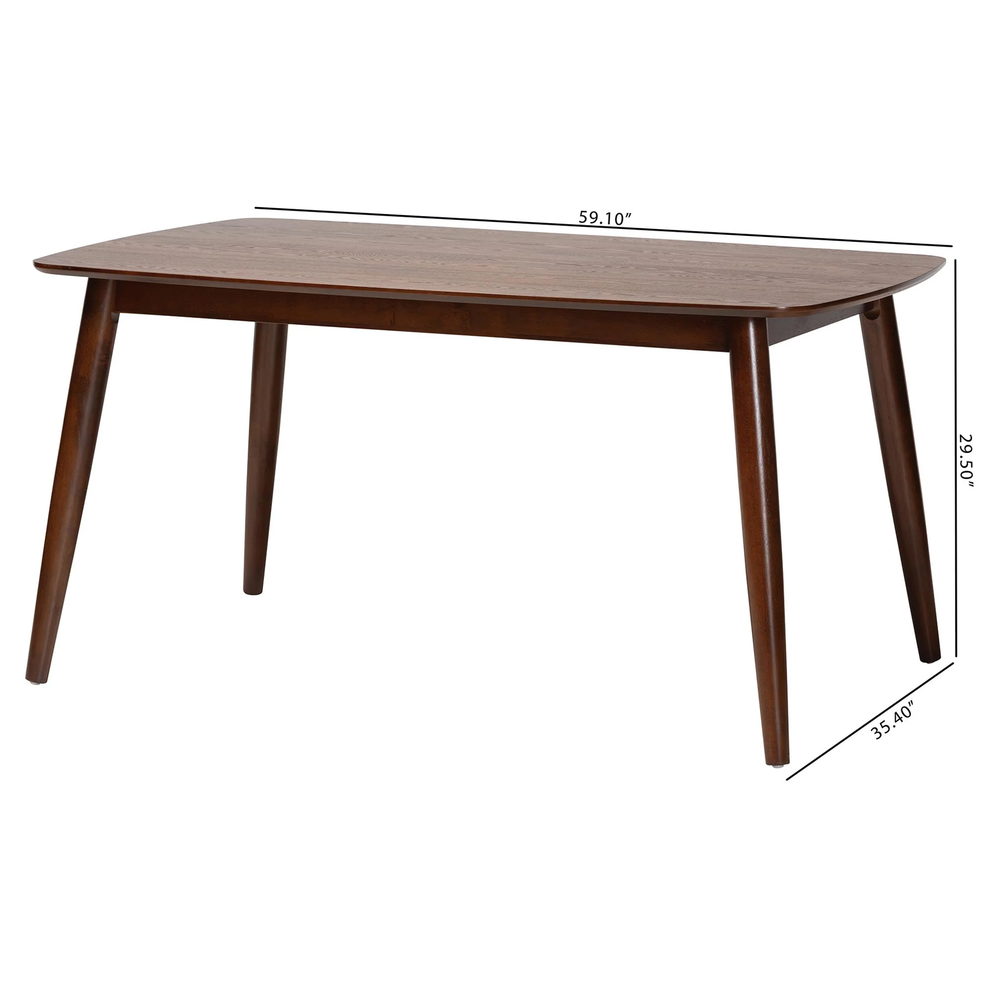 Baxton Studio Flora Mid-Century Modern Black Finished Wood Dining Table - Image 26
