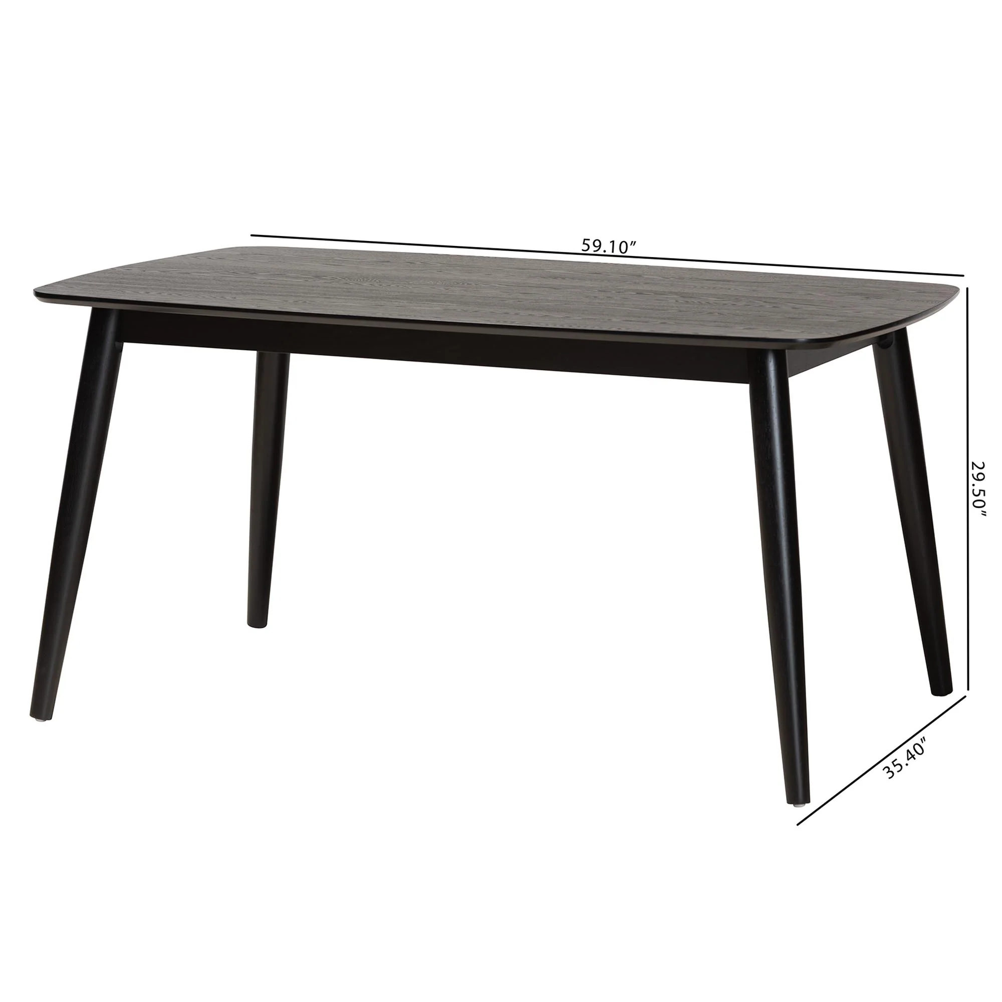 Baxton Studio Flora Mid-Century Modern Black Finished Wood Dining Table - Image 8