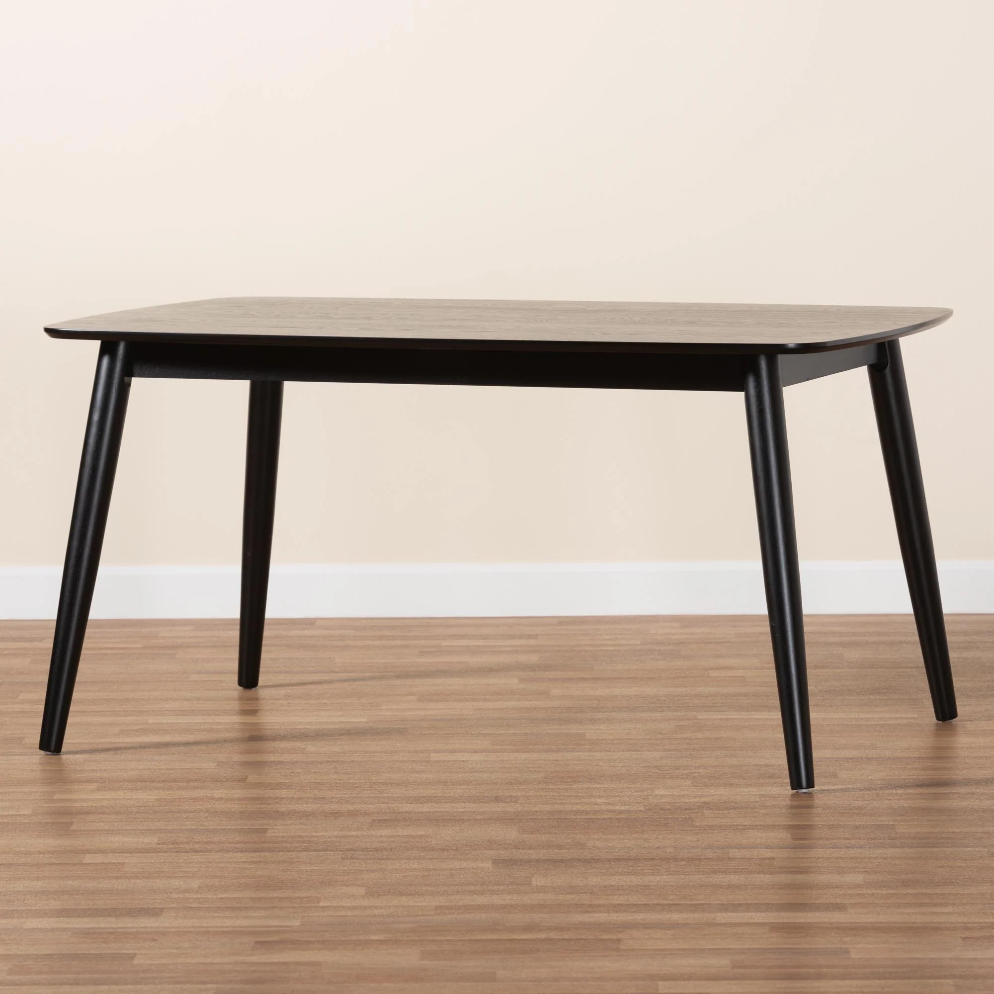 Baxton Studio Flora Mid-Century Modern Black Finished Wood Dining Table - Image 9
