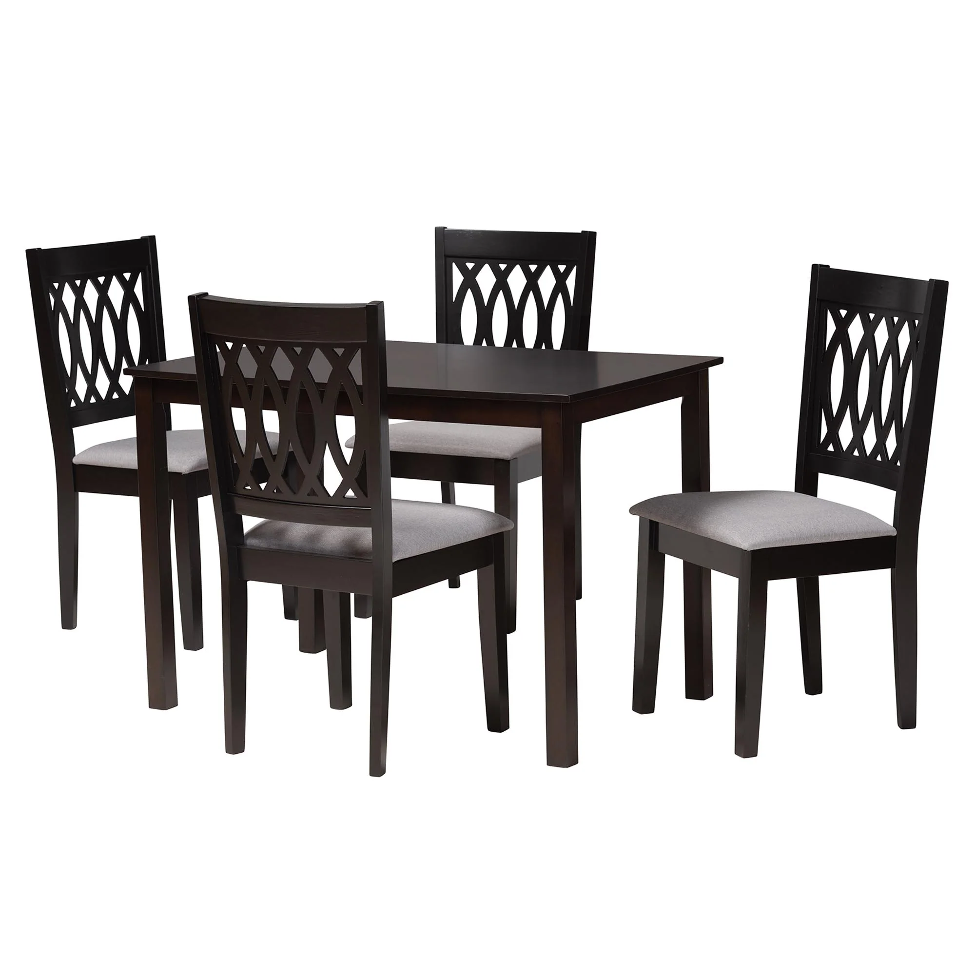 Baxton Studio Florencia Modern Beige Fabric and Espresso Brown Finished Wood 5-Piece Dining Set - Image 14