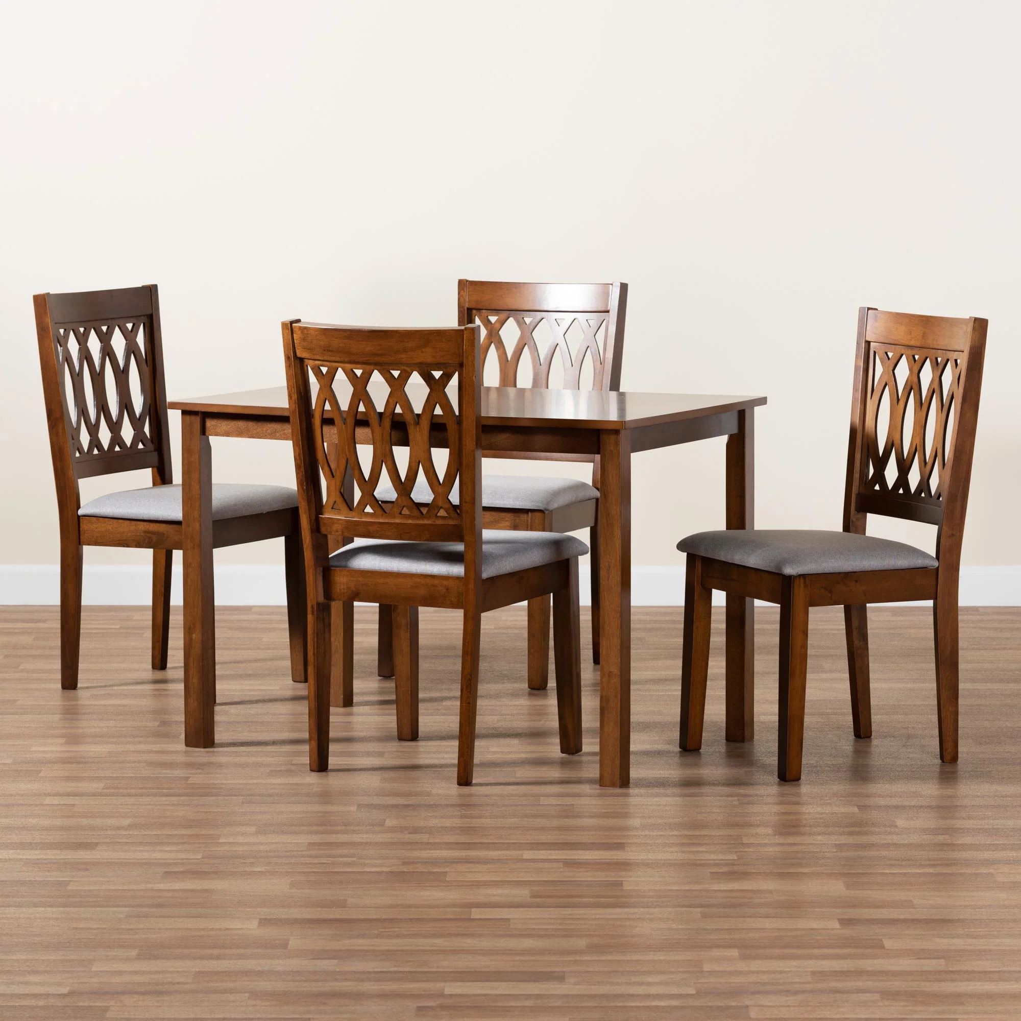 Baxton Studio Florencia Modern Beige Fabric and Espresso Brown Finished Wood 5-Piece Dining Set - Image 22