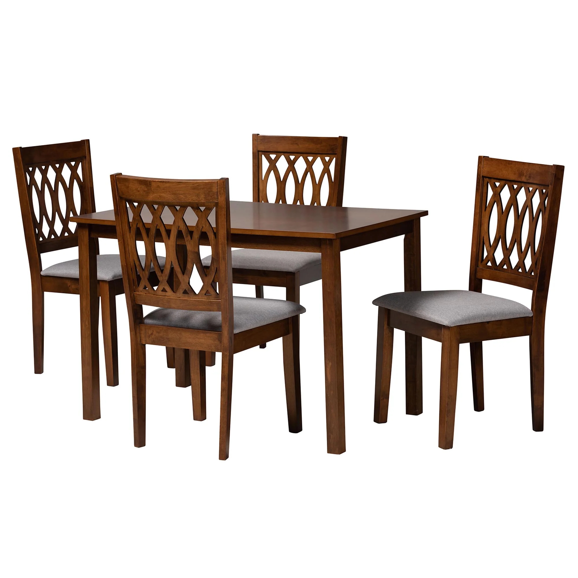 Baxton Studio Florencia Modern Beige Fabric and Espresso Brown Finished Wood 5-Piece Dining Set - Image 24