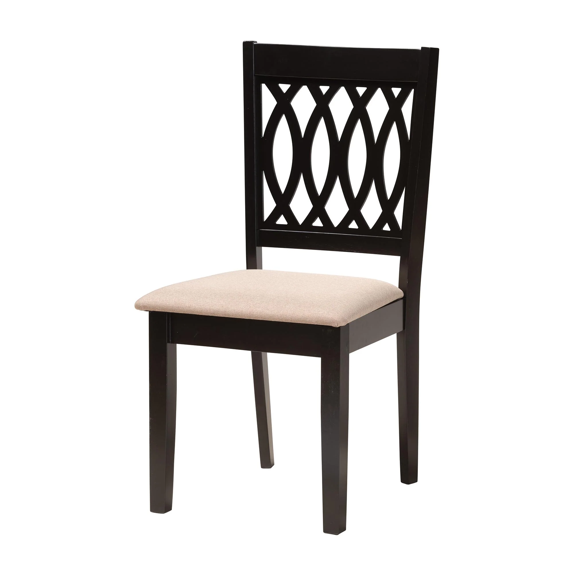 Baxton Studio Florencia Modern Beige Fabric and Espresso Brown Finished Wood 5-Piece Dining Set - Image 5