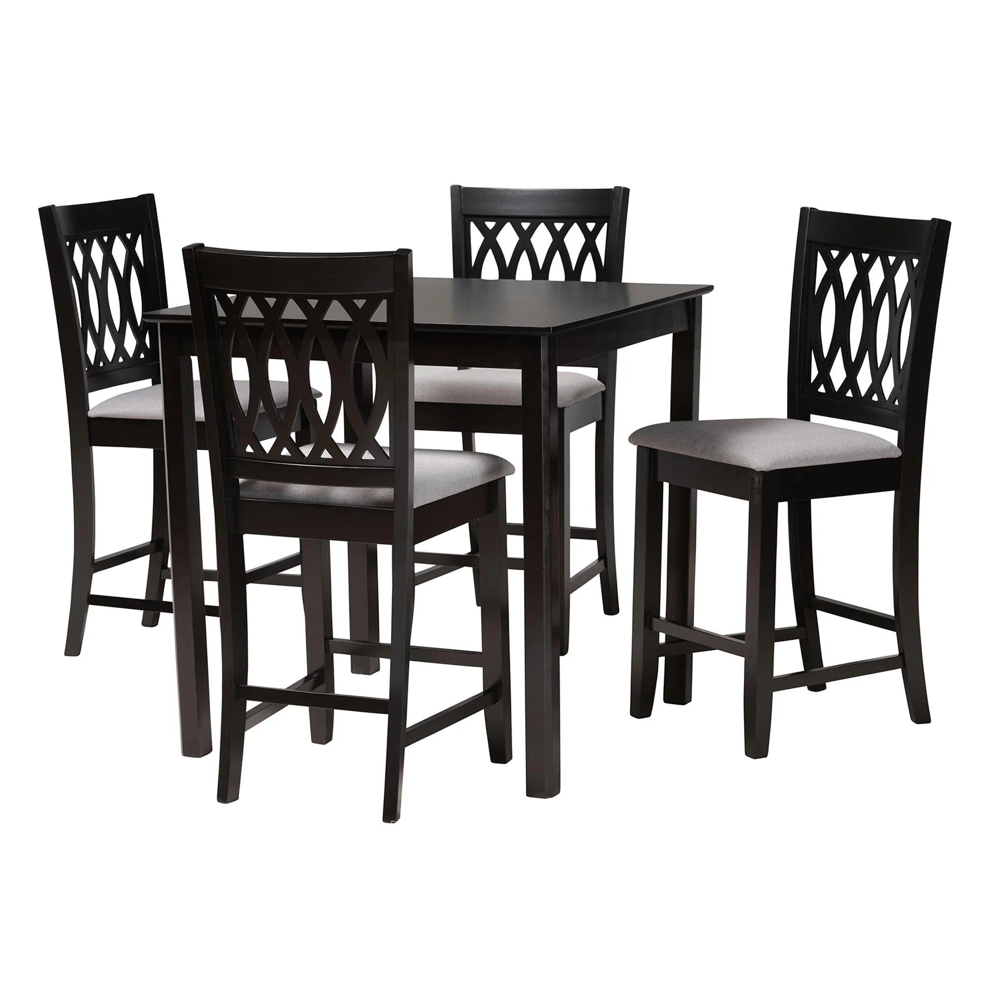 Baxton Studio Florencia Modern Beige Fabric and Espresso Brown Finished Wood 5-Piece Pub Set - Image 14