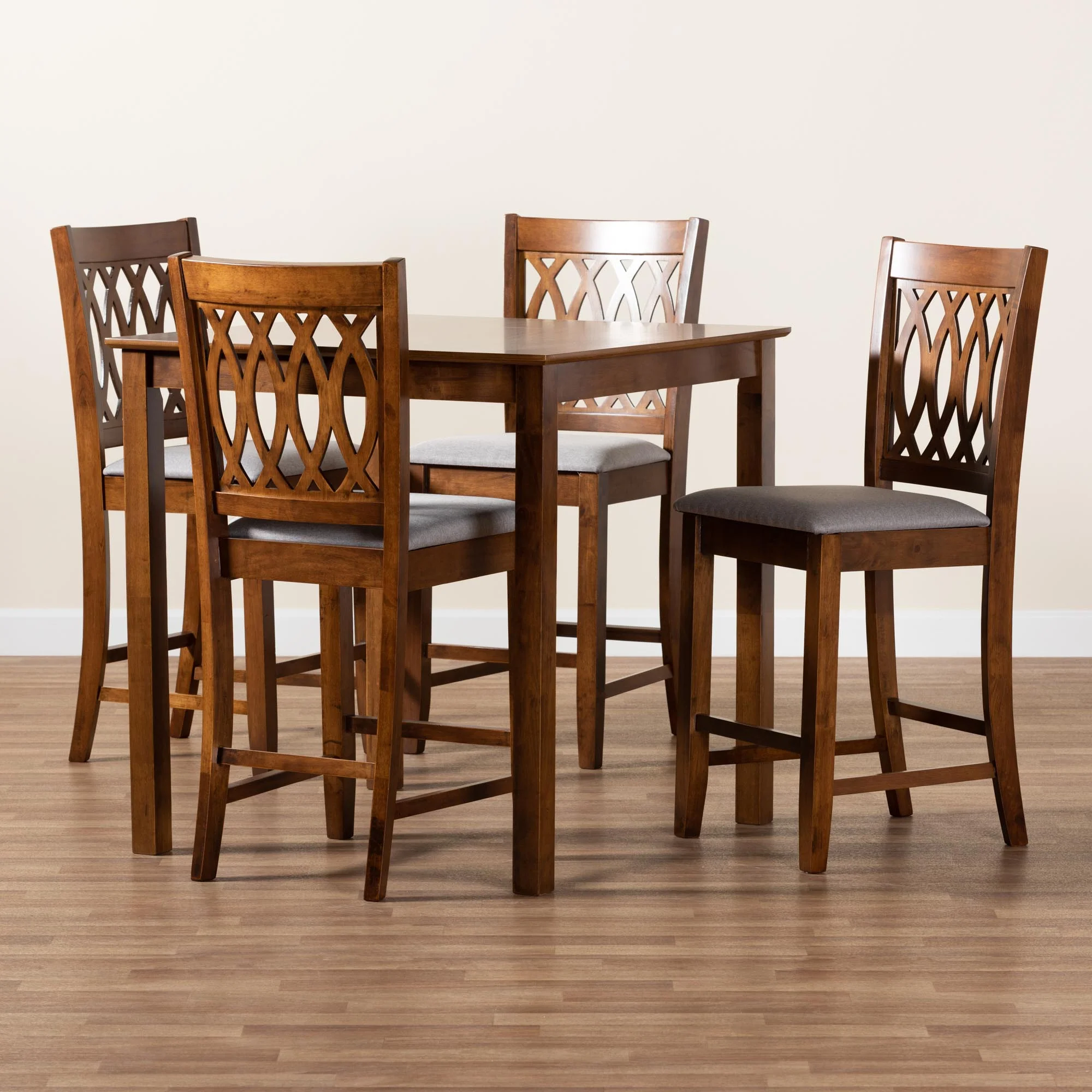 Baxton Studio Florencia Modern Beige Fabric and Espresso Brown Finished Wood 5-Piece Pub Set - Image 22