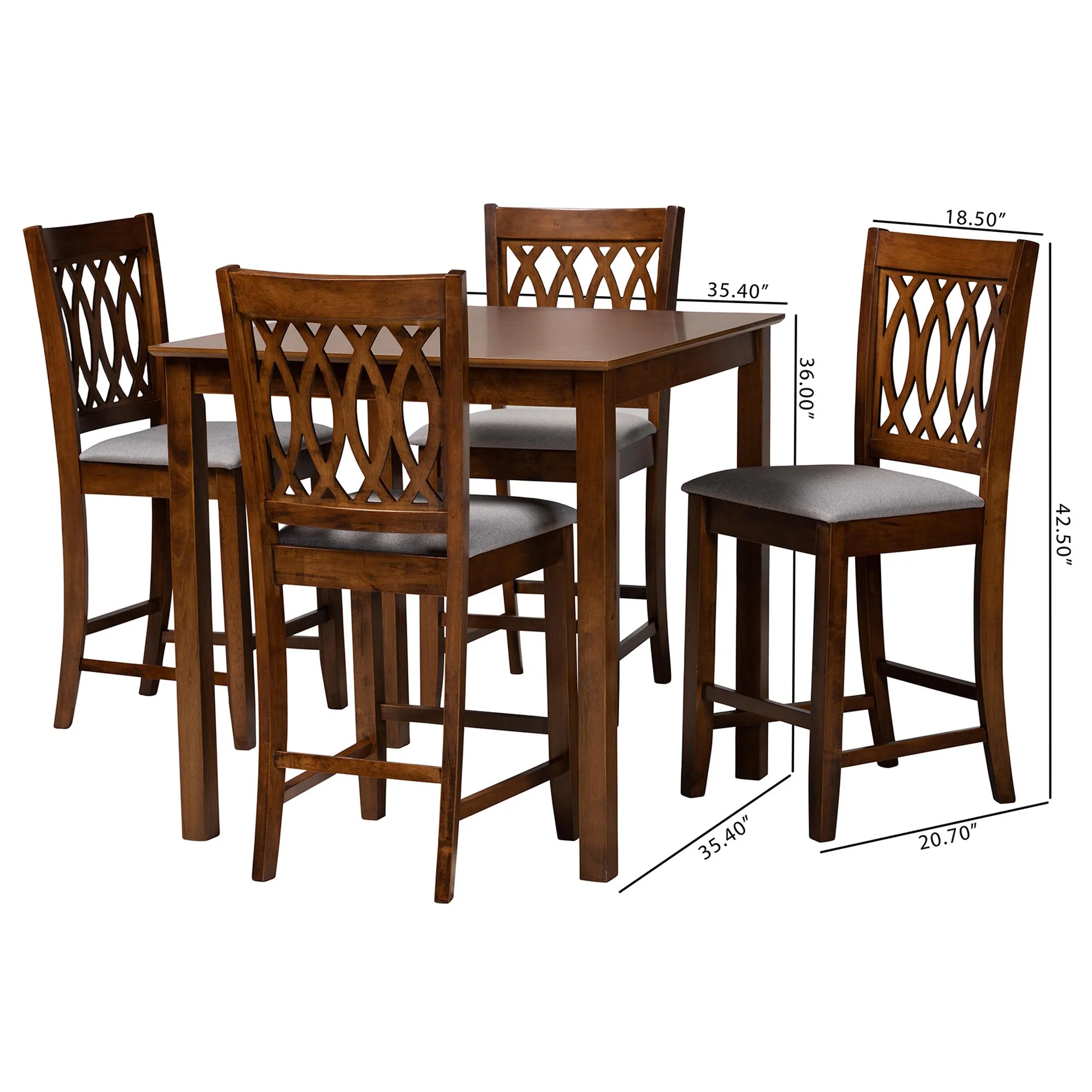 Baxton Studio Florencia Modern Beige Fabric and Espresso Brown Finished Wood 5-Piece Pub Set - Image 23