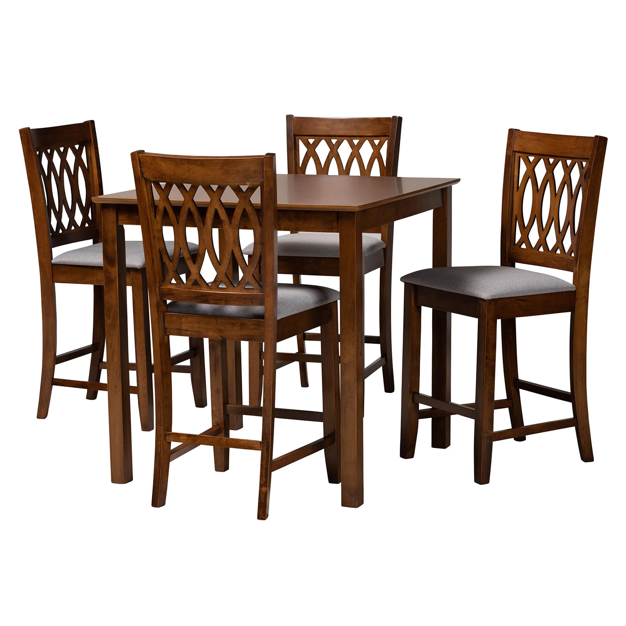 Baxton Studio Florencia Modern Beige Fabric and Espresso Brown Finished Wood 5-Piece Pub Set - Image 24