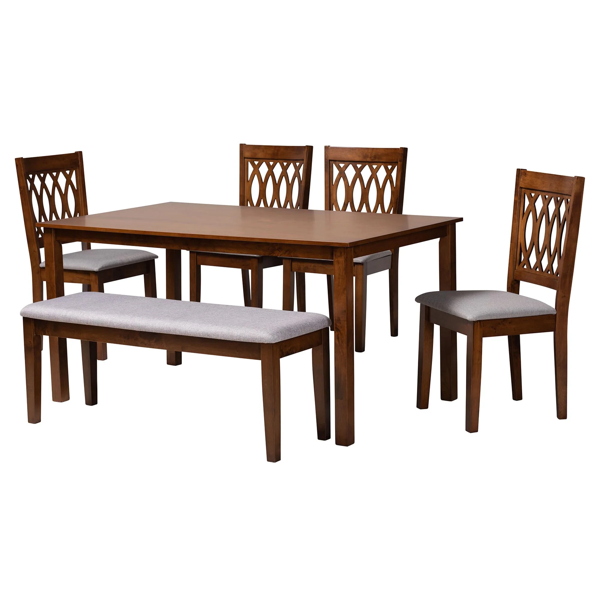 Baxton Studio Florencia Modern Beige Fabric and Espresso Brown Finished Wood 6-Piece Dining Set - Image 27