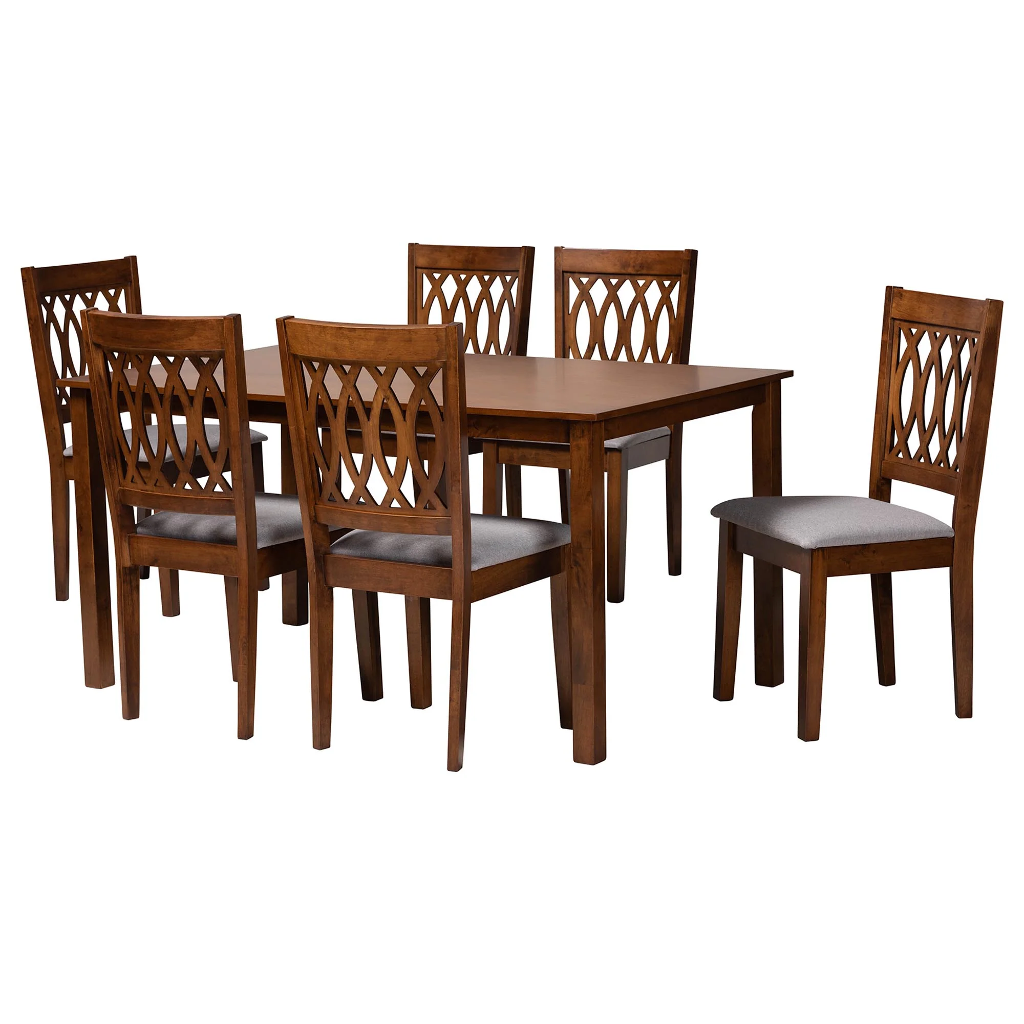 Baxton Studio Florencia Modern Beige Fabric and Espresso Brown Finished Wood 7-Piece Dining Set - Image 24