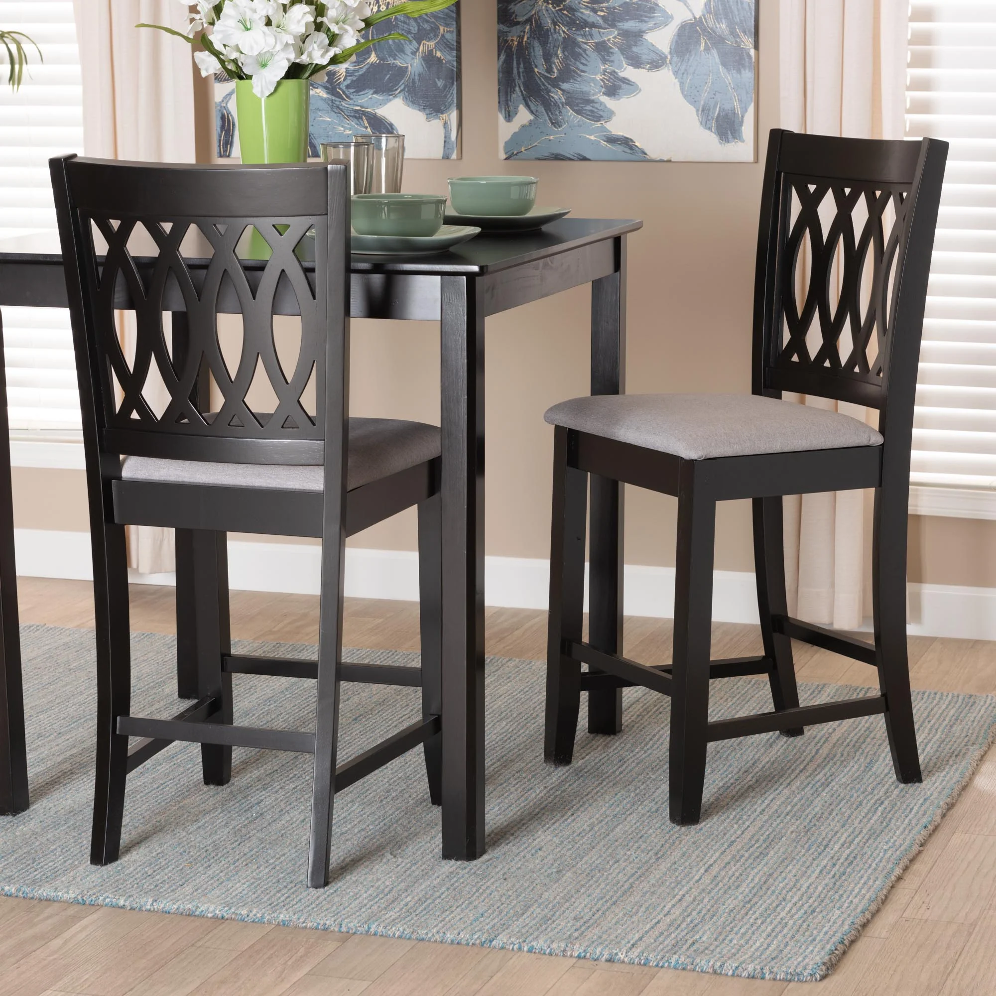 Baxton Studio Florencia Modern Beige Fabric and Espresso Brown Finished Wood Counter Stool - Image 10