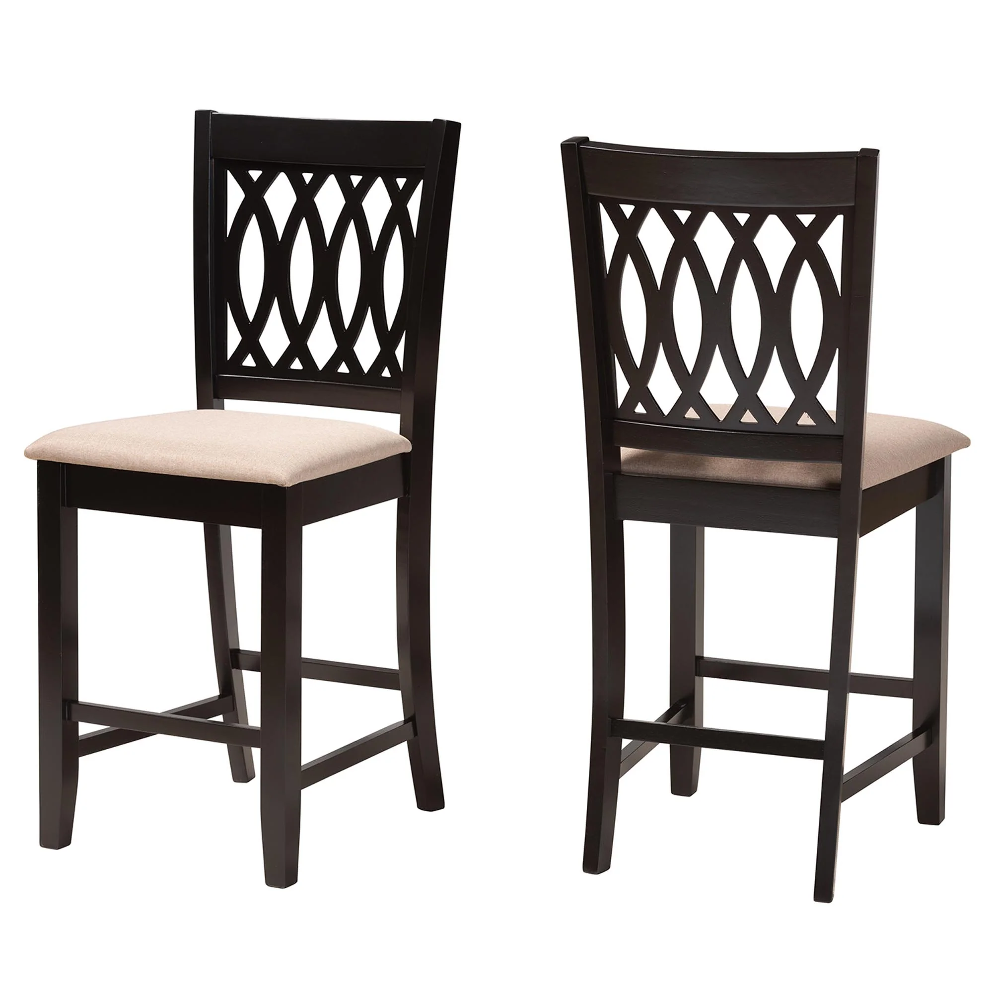 Baxton Studio Florencia Modern Beige Fabric and Espresso Brown Finished Wood Counter Stool - Image 2
