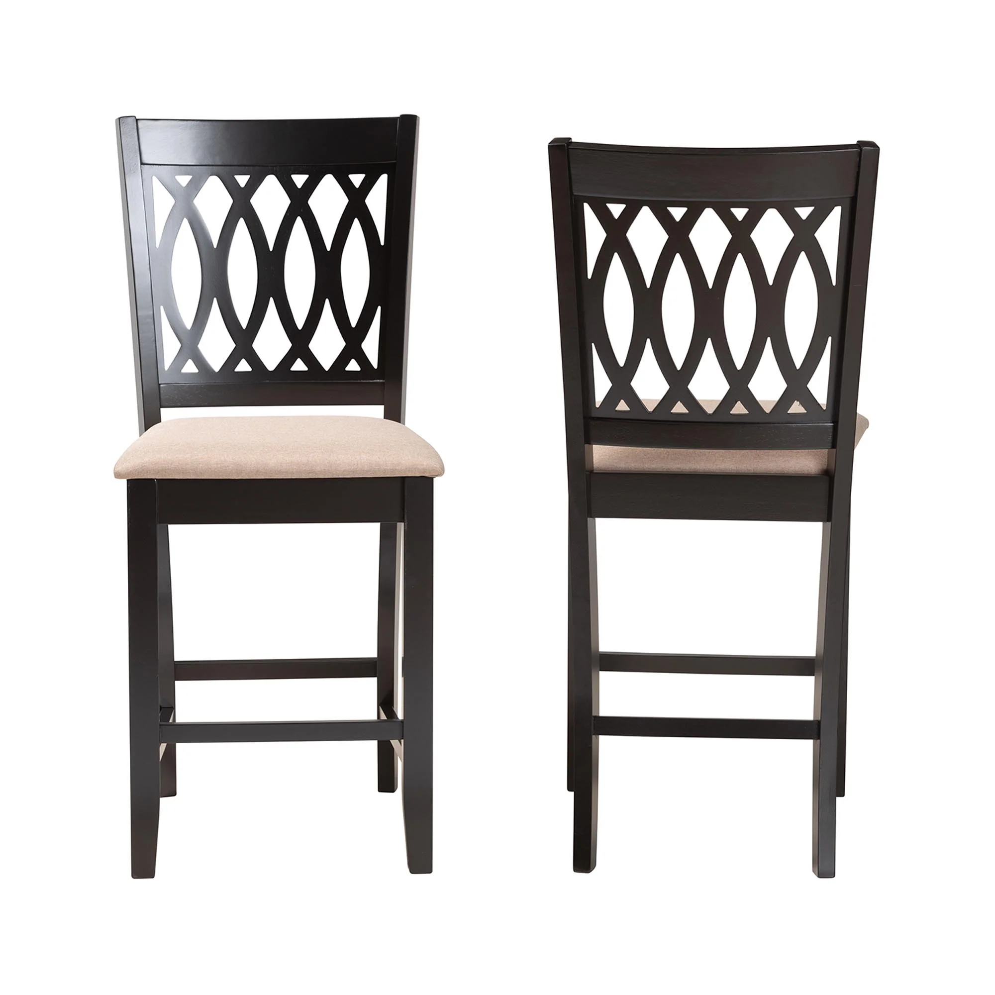 Baxton Studio Florencia Modern Beige Fabric and Espresso Brown Finished Wood Counter Stool - Image 3