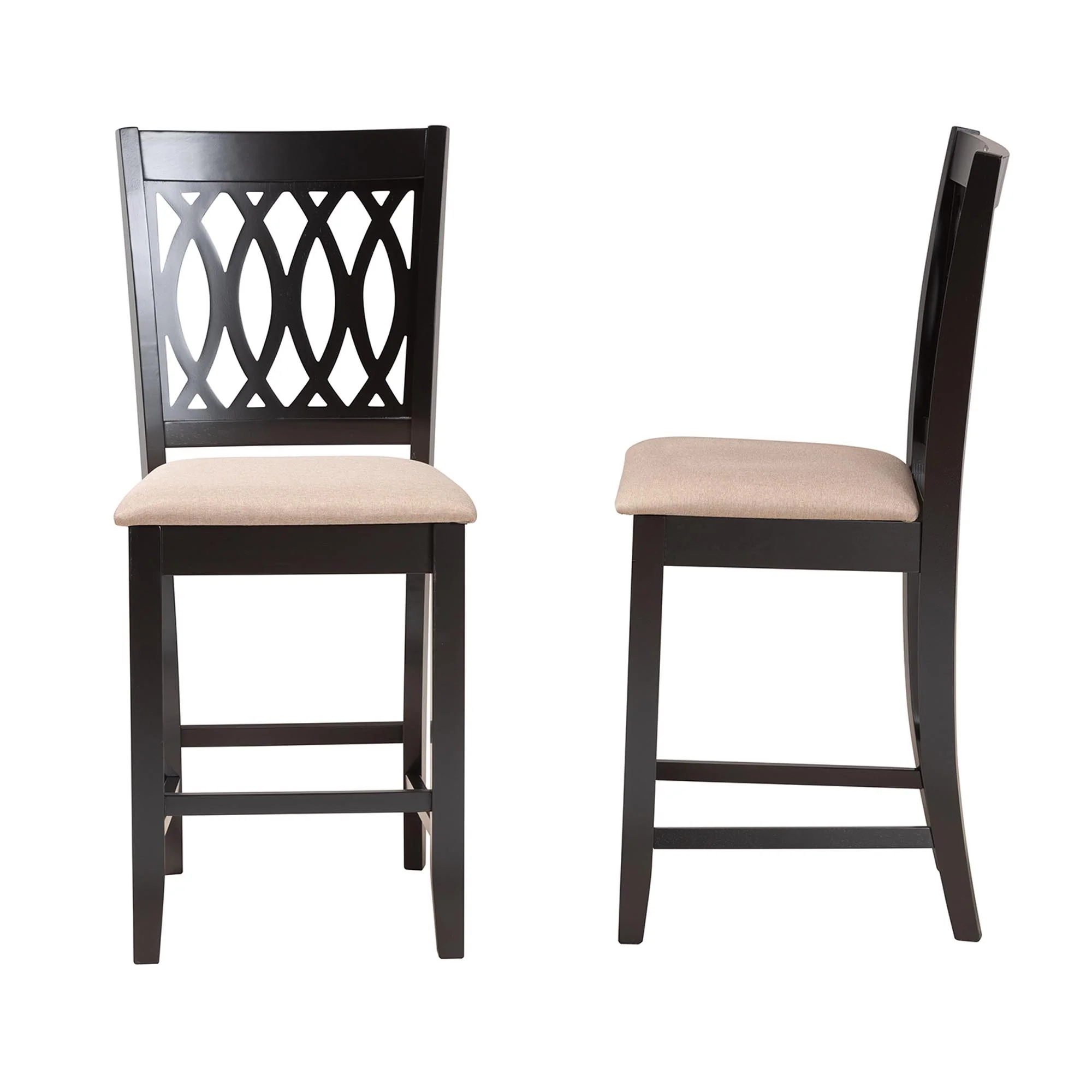 Baxton Studio Florencia Modern Beige Fabric and Espresso Brown Finished Wood Counter Stool - Image 4