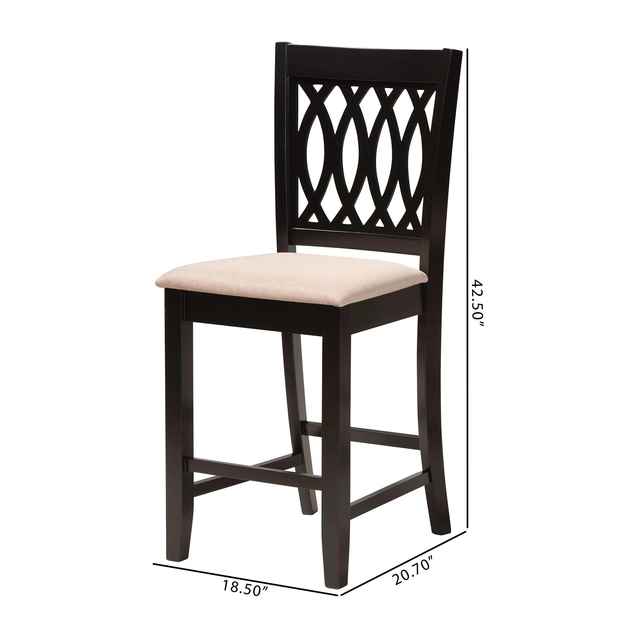 Baxton Studio Florencia Modern Beige Fabric and Espresso Brown Finished Wood Counter Stool - Image 8
