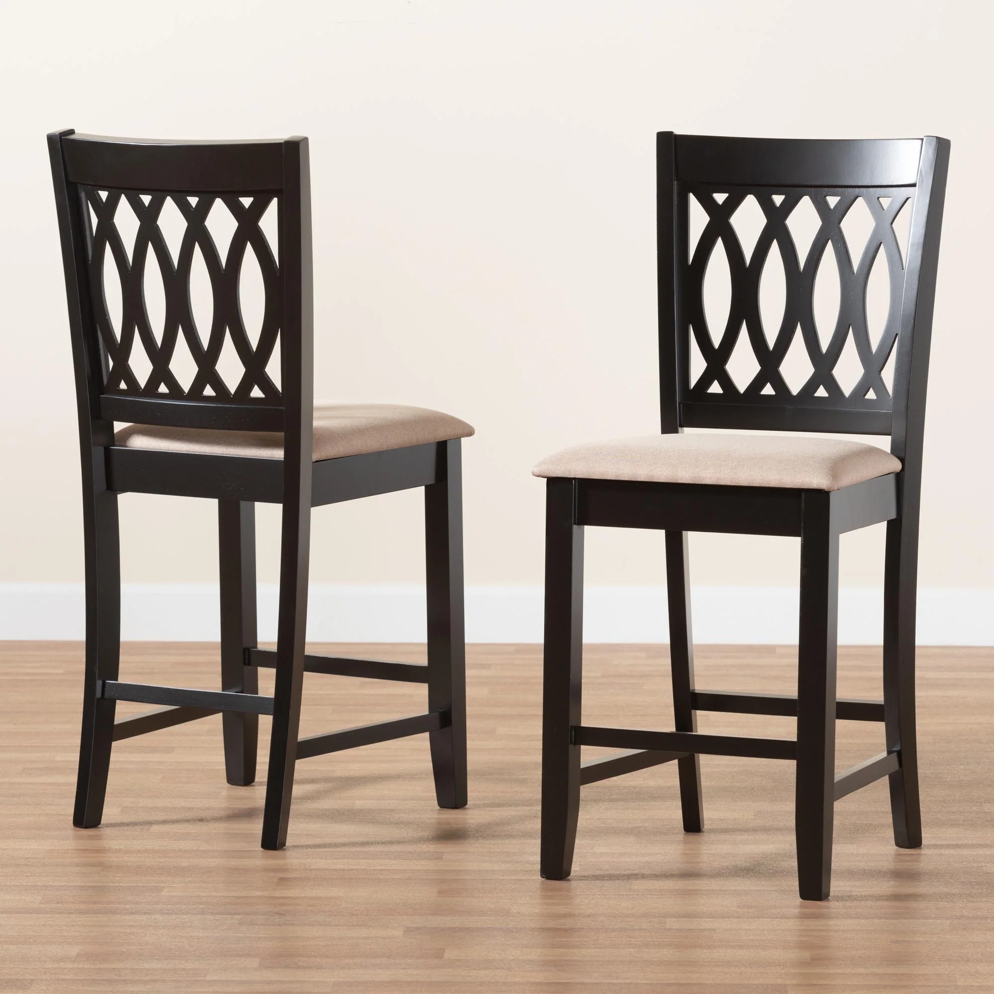 Baxton Studio Florencia Modern Beige Fabric and Espresso Brown Finished Wood Counter Stool - Image 9
