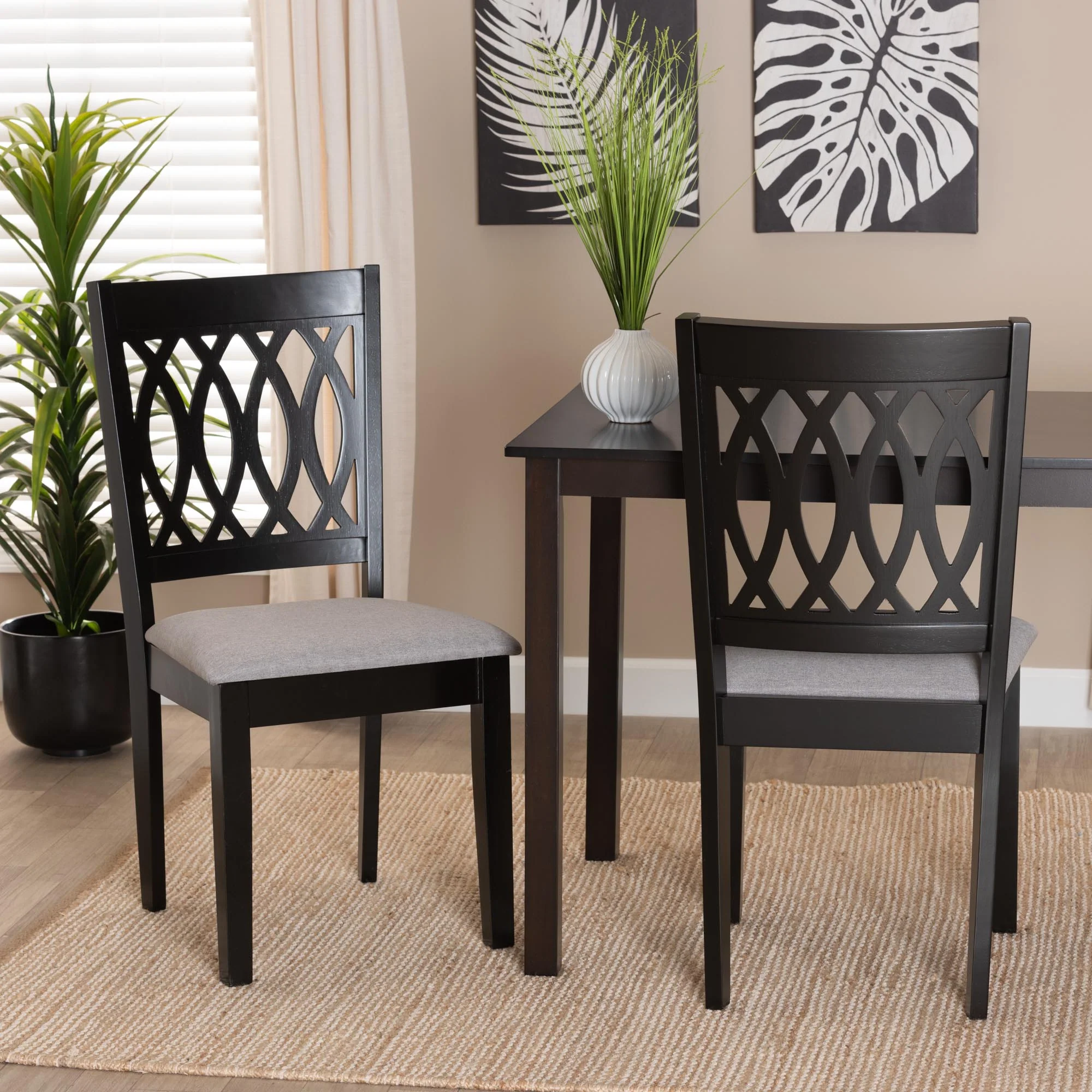 Baxton Studio Florencia Modern Beige Fabric and Espresso Brown Finished Wood Dining Chair - Image 10