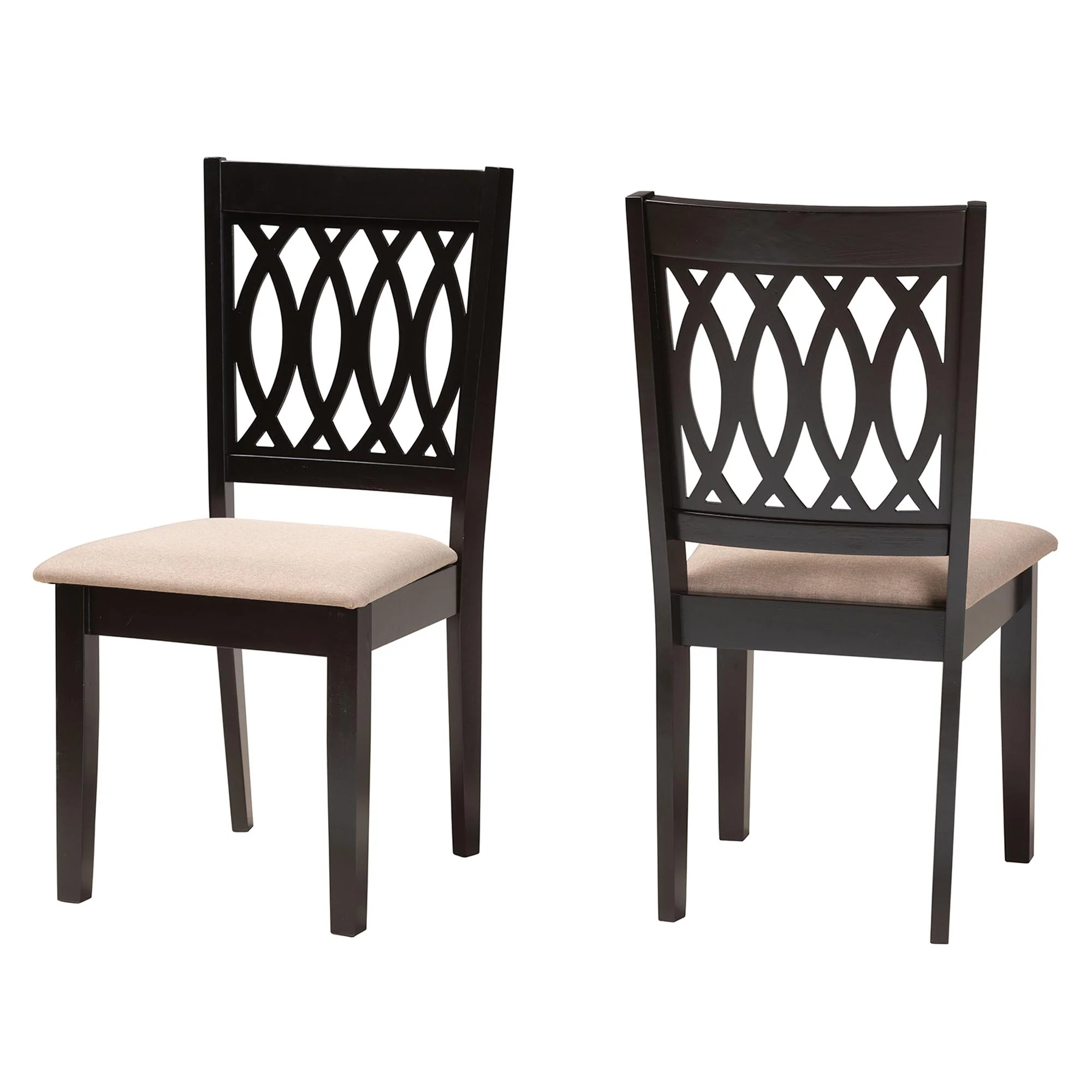 Baxton Studio Florencia Modern Beige Fabric and Espresso Brown Finished Wood Dining Chair - Image 2