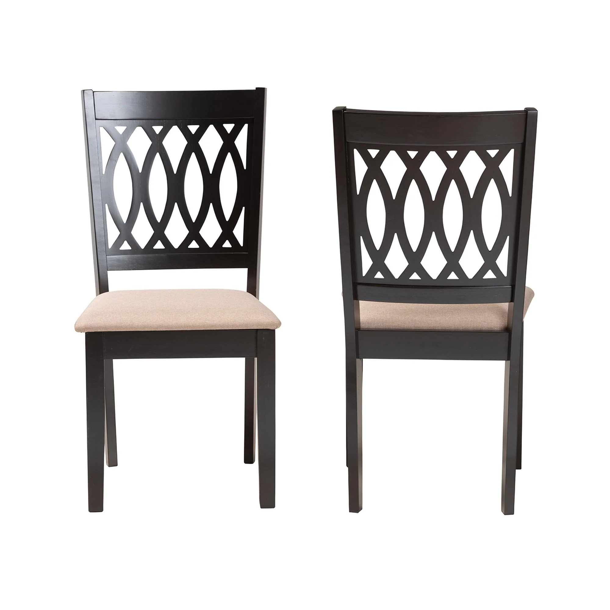 Baxton Studio Florencia Modern Beige Fabric and Espresso Brown Finished Wood Dining Chair - Image 3