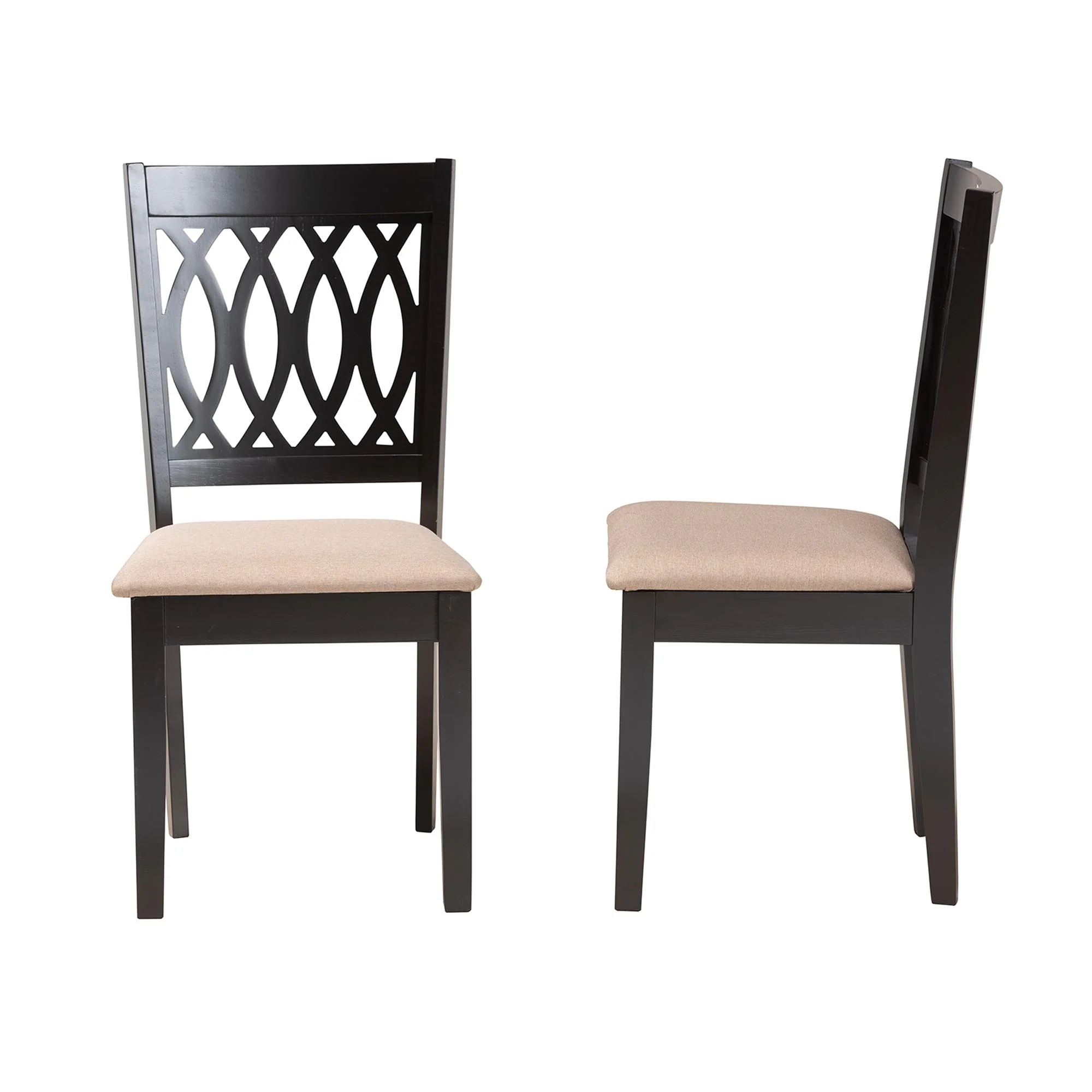 Baxton Studio Florencia Modern Beige Fabric and Espresso Brown Finished Wood Dining Chair - Image 4