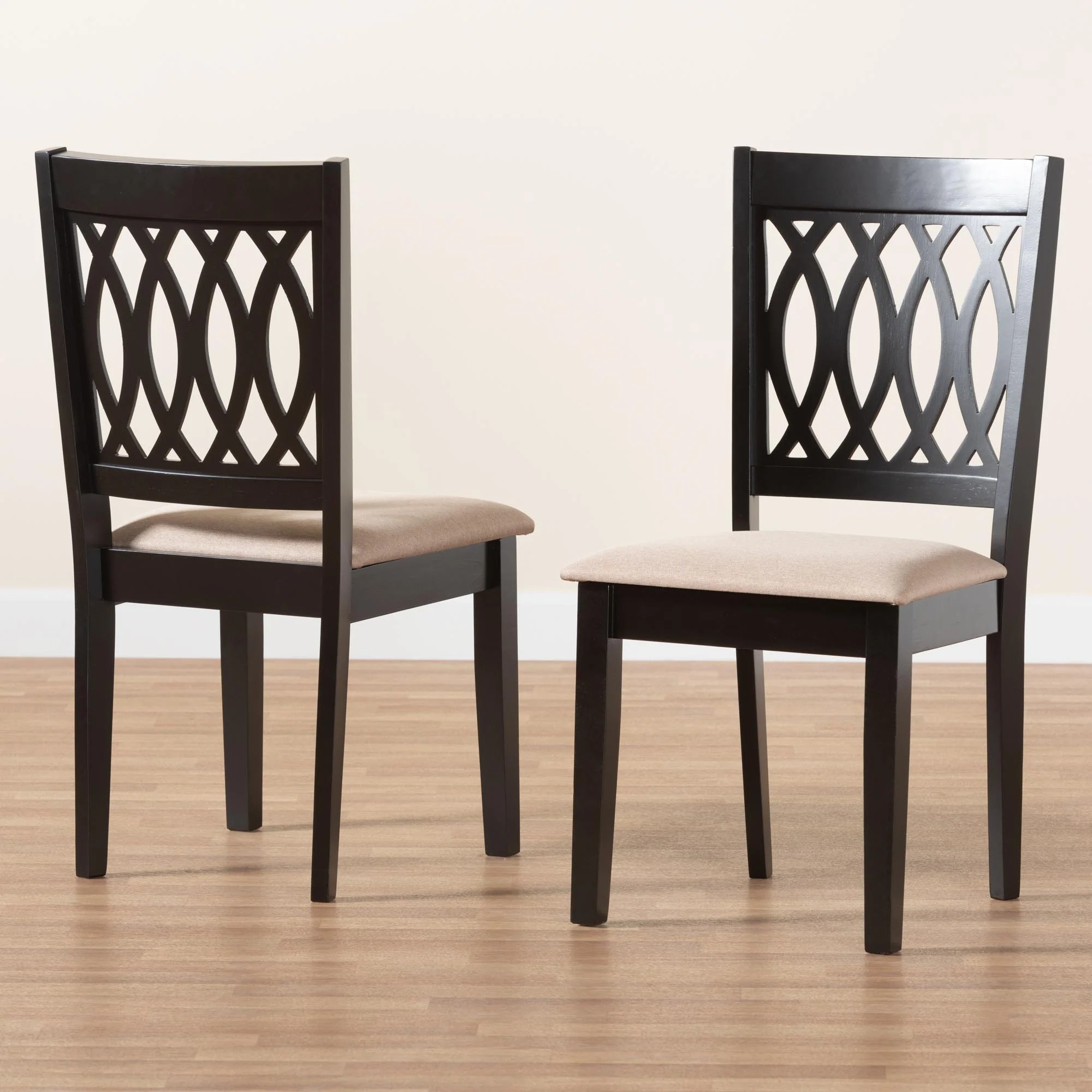 Baxton Studio Florencia Modern Beige Fabric and Espresso Brown Finished Wood Dining Chair - Image 9