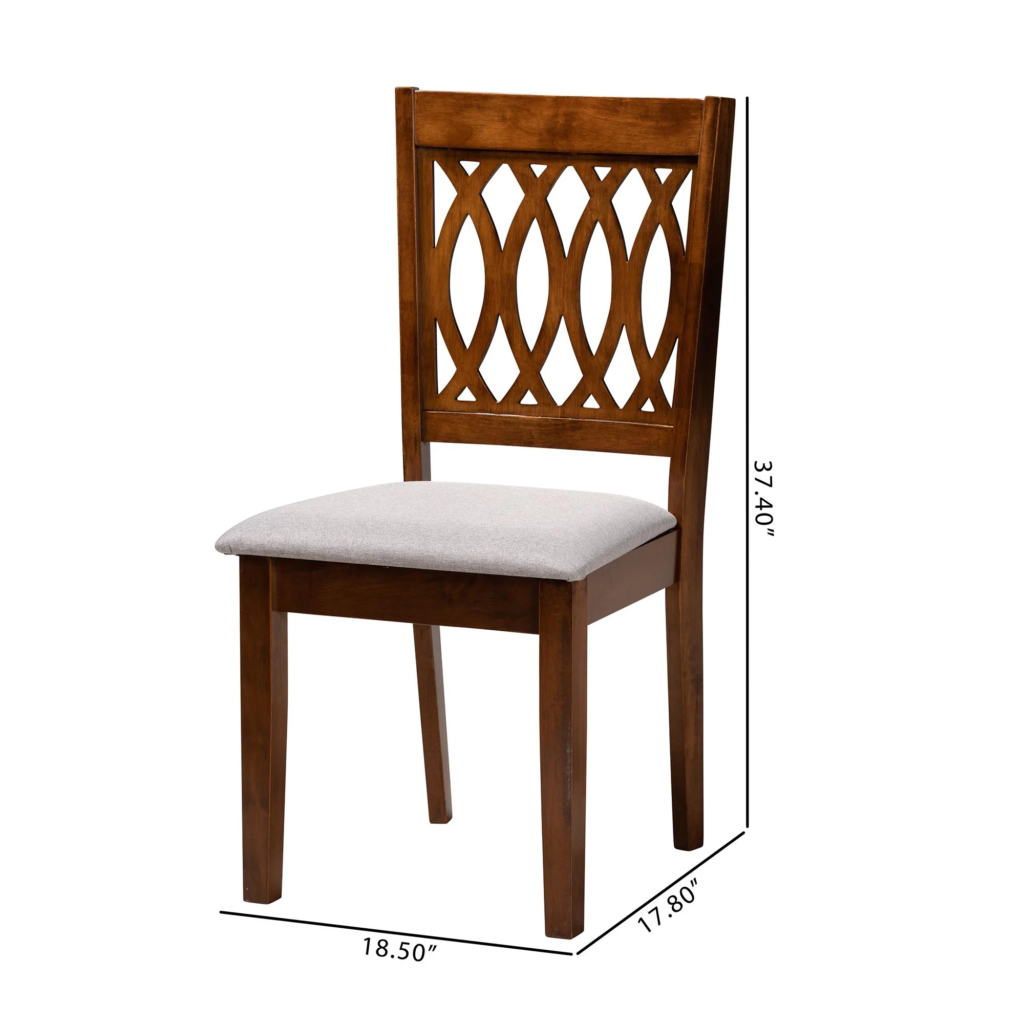 Baxton Studio Florencia Modern Grey Fabric and Walnut Brown Finished Wood Dining Chair - Image 3