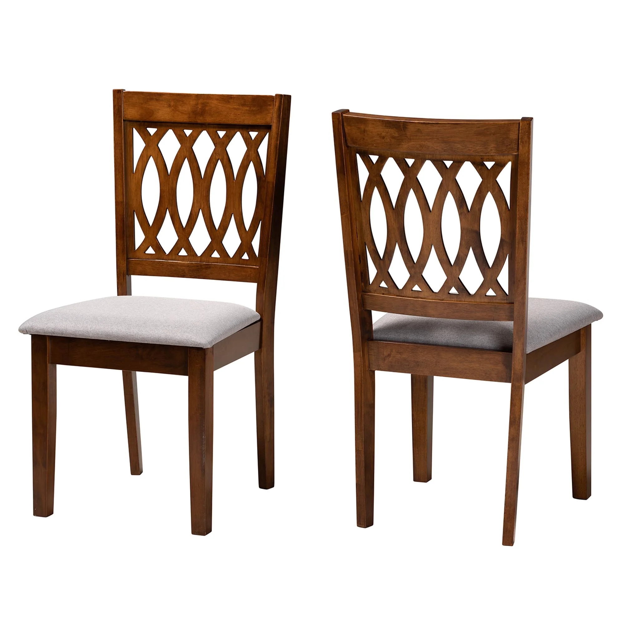 Baxton Studio Florencia Modern Grey Fabric and Walnut Brown Finished Wood Dining Chair - Image 4