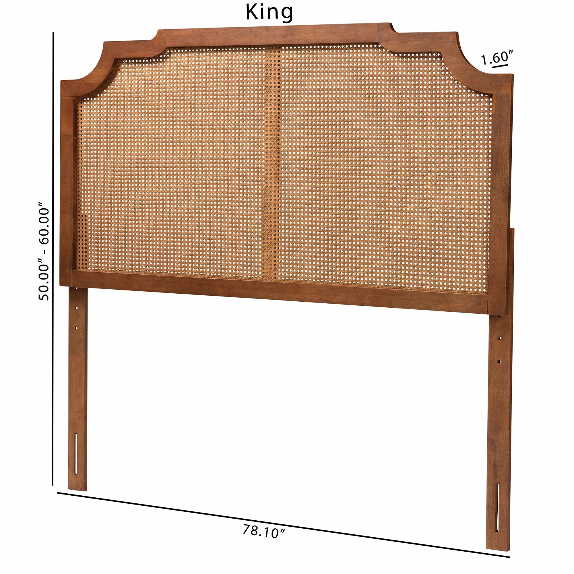 Baxton Studio Fortuna Classic and Traditional Ash Walnut Finished Wood King Size Headboard with Rattan - Image 9