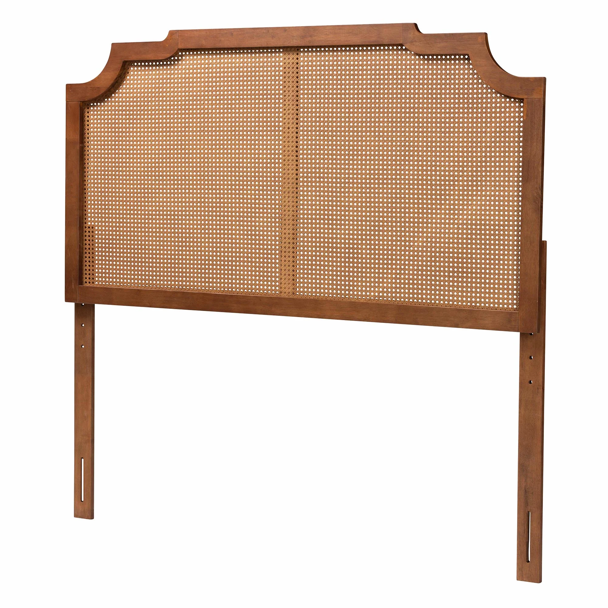 Baxton Studio Fortuna Classic and Traditional Ash Walnut Finished Wood Queen Size Headboard with Rattan - Image 2