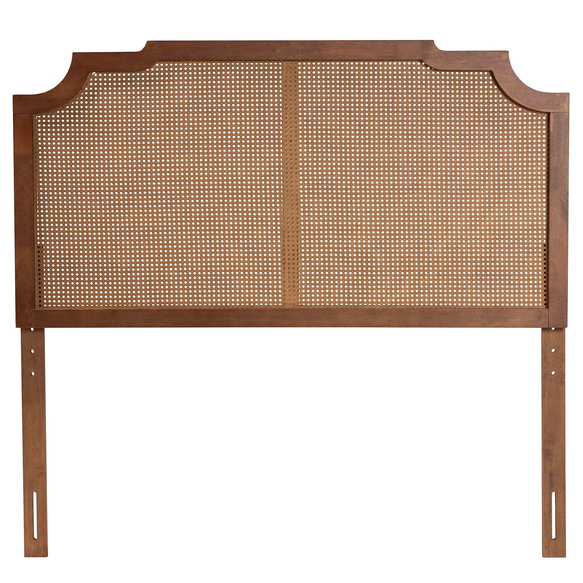 Baxton Studio Fortuna Classic and Traditional Ash Walnut Finished Wood Queen Size Headboard with Rattan - Image 3