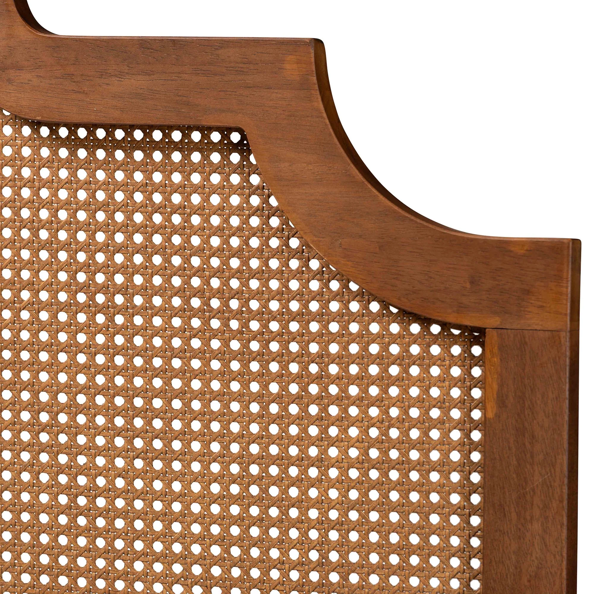 Baxton Studio Fortuna Classic and Traditional Ash Walnut Finished Wood Queen Size Headboard with Rattan - Image 4