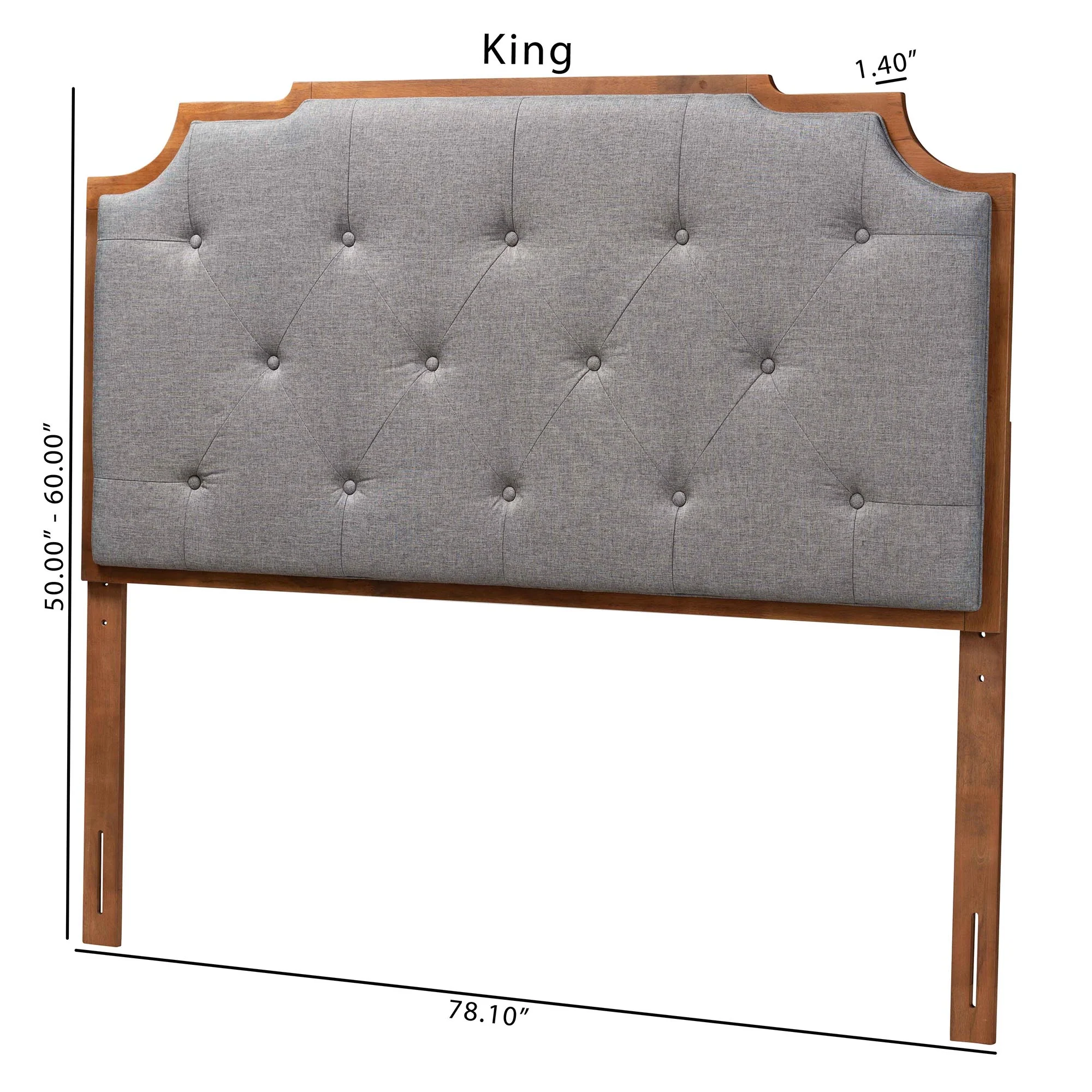 Baxton Studio Fortuna Classic and Traditional Grey Fabric and Walnut Brown Finished Wood King Size Headboard - Image 9