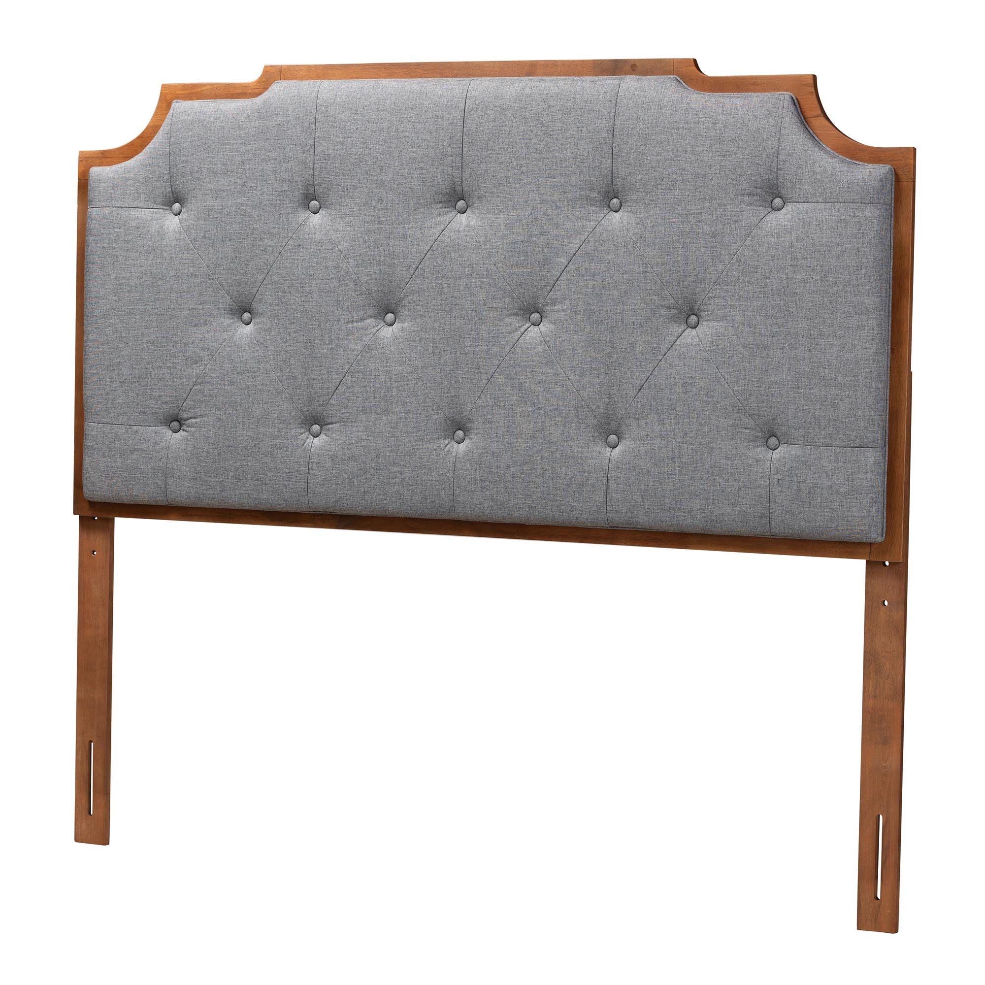 Baxton Studio Fortuna Classic and Traditional Grey Fabric and Walnut Brown Finished Wood Queen Size Headboard - Image 2