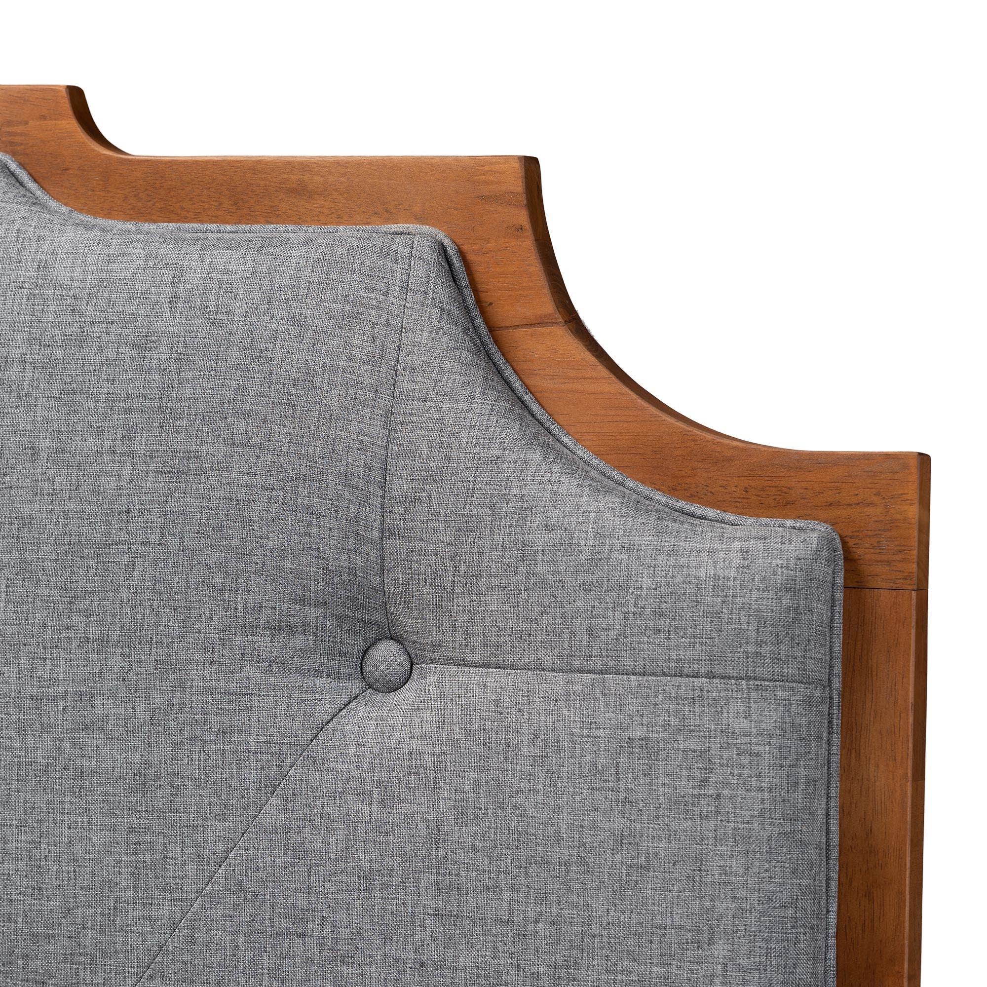 Baxton Studio Fortuna Classic and Traditional Grey Fabric and Walnut Brown Finished Wood Queen Size Headboard - Image 4