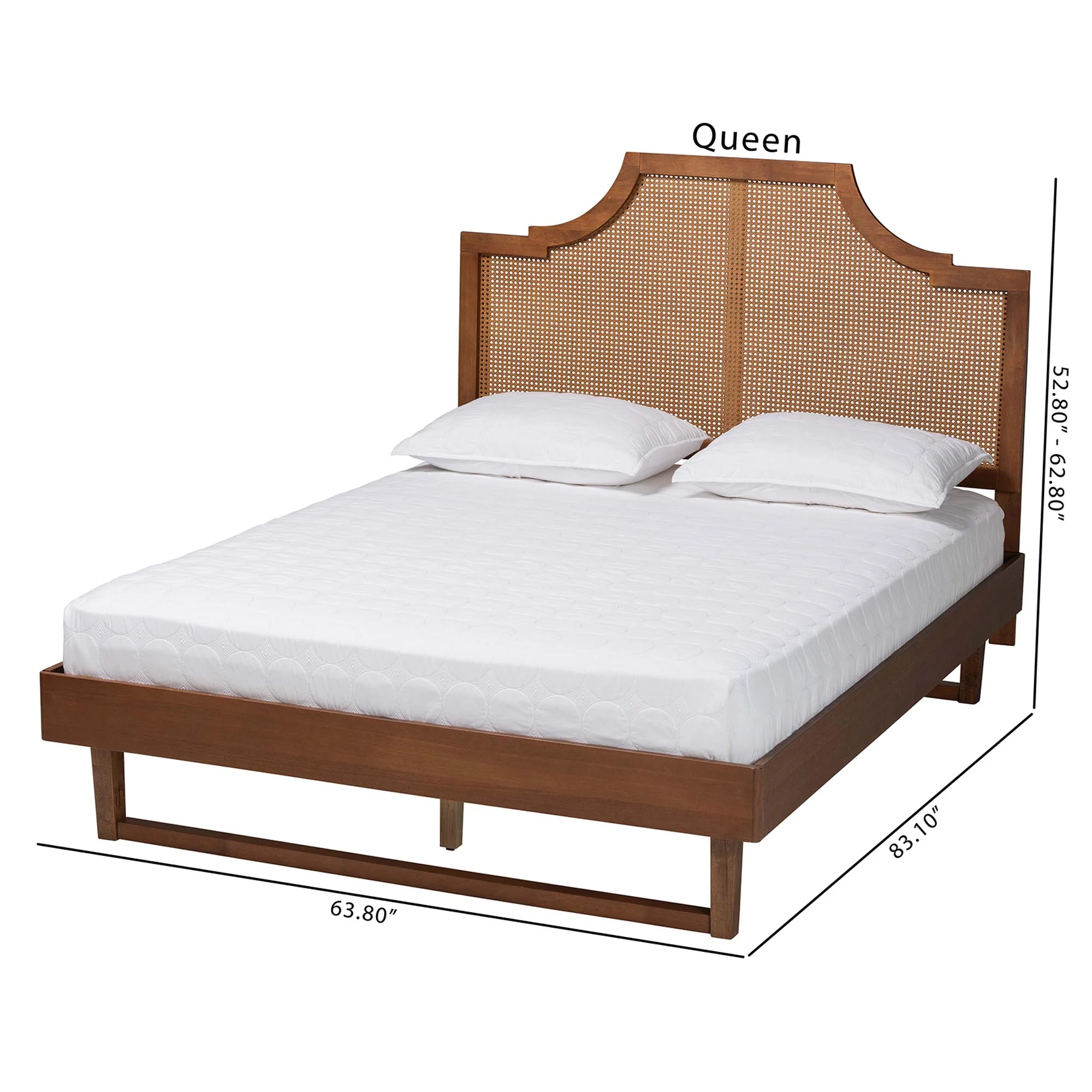 Baxton Studio Francine Mid-Century Modern Ash Walnut Woven Rattan King Size Bed - Image 3