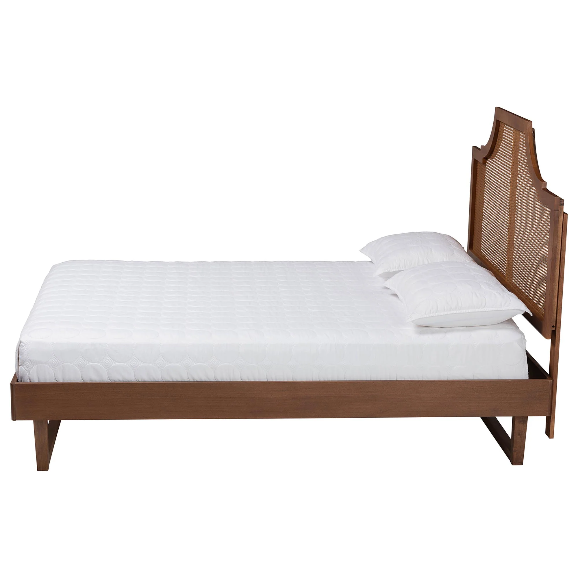 Baxton Studio Francine Mid-Century Modern Ash Walnut Woven Rattan King Size Bed - Image 7