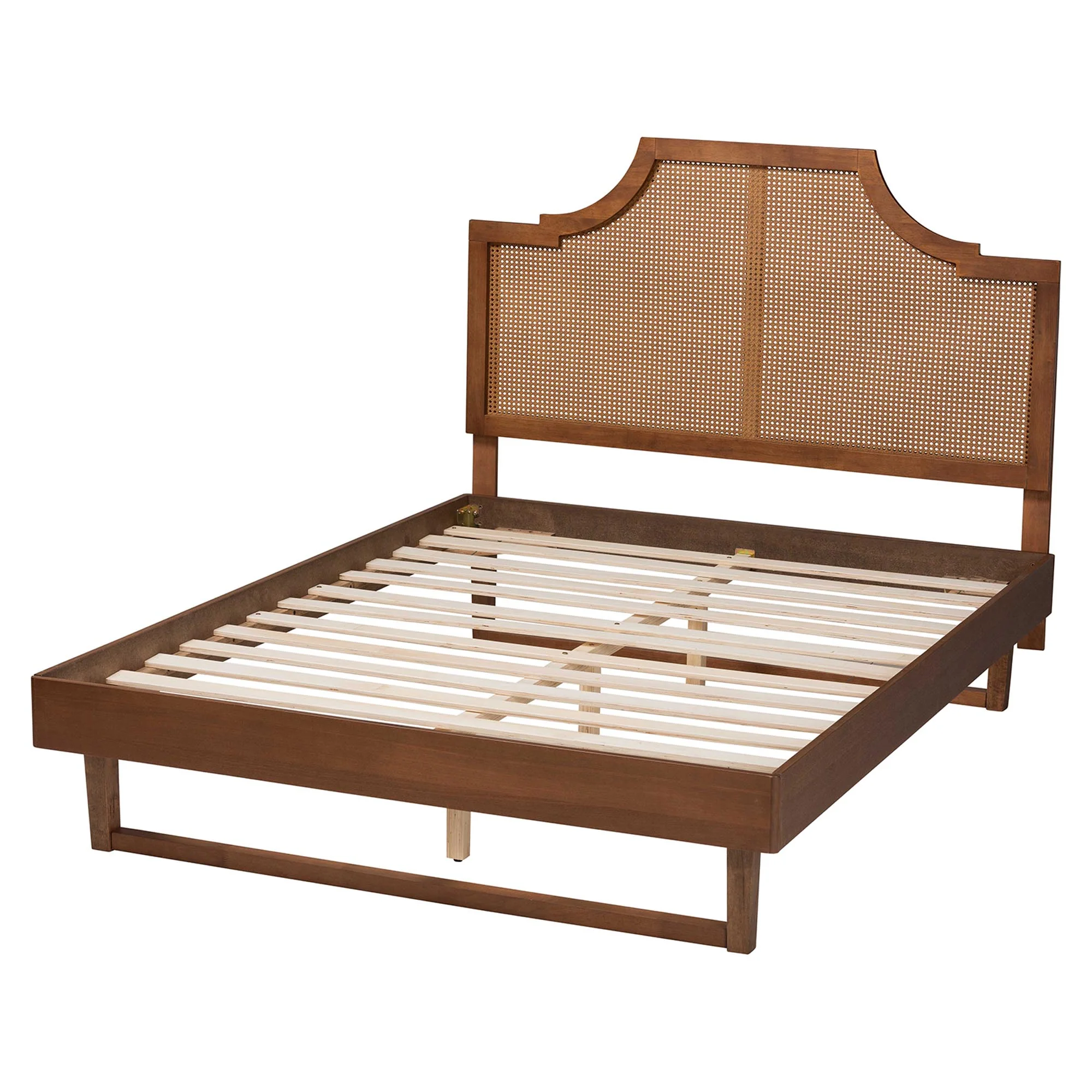 Baxton Studio Francine Mid-Century Modern Ash Walnut Woven Rattan King Size Bed - Image 8