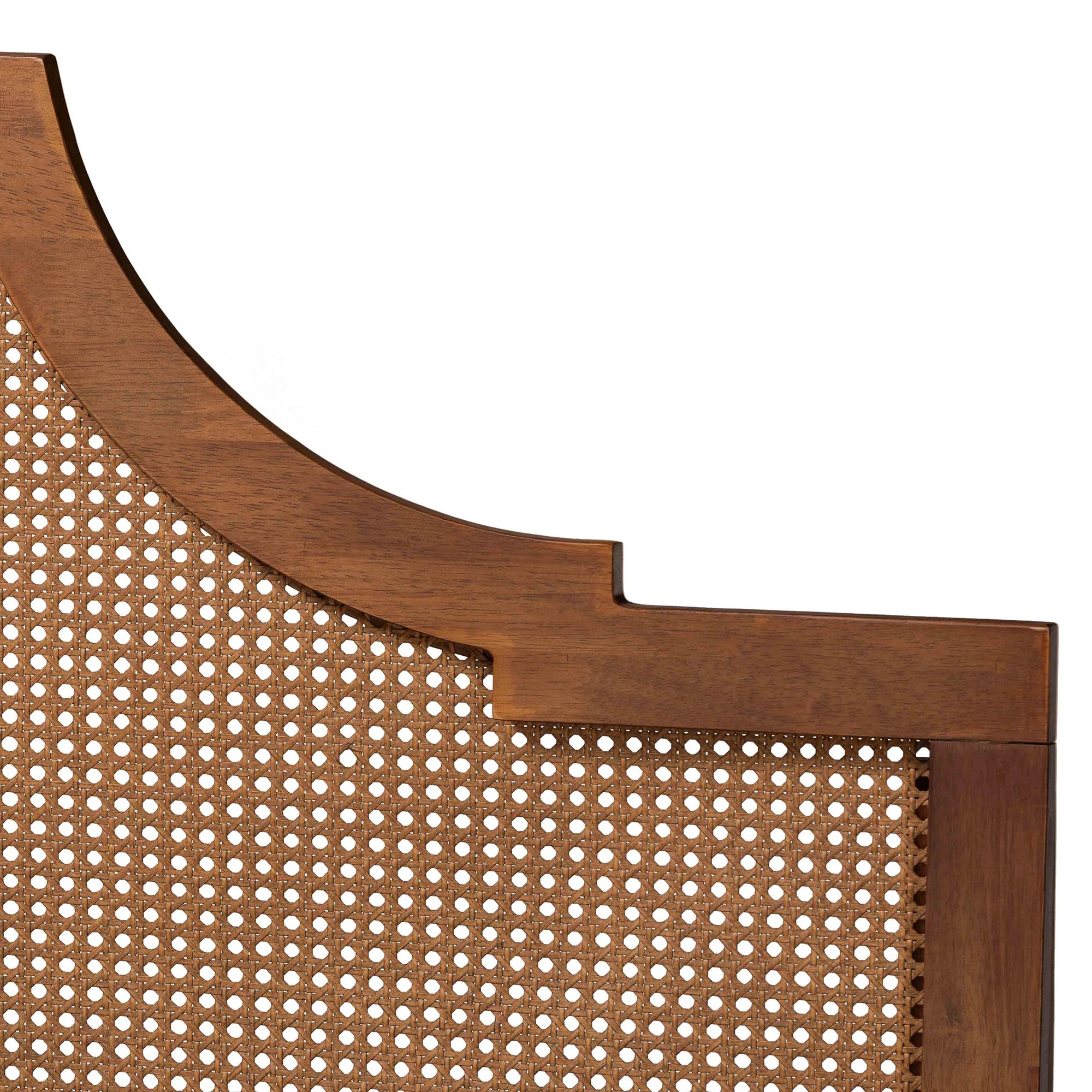 Baxton Studio Francine Mid-Century Modern Ash Walnut Woven Rattan Queen Size Bed - Image 9