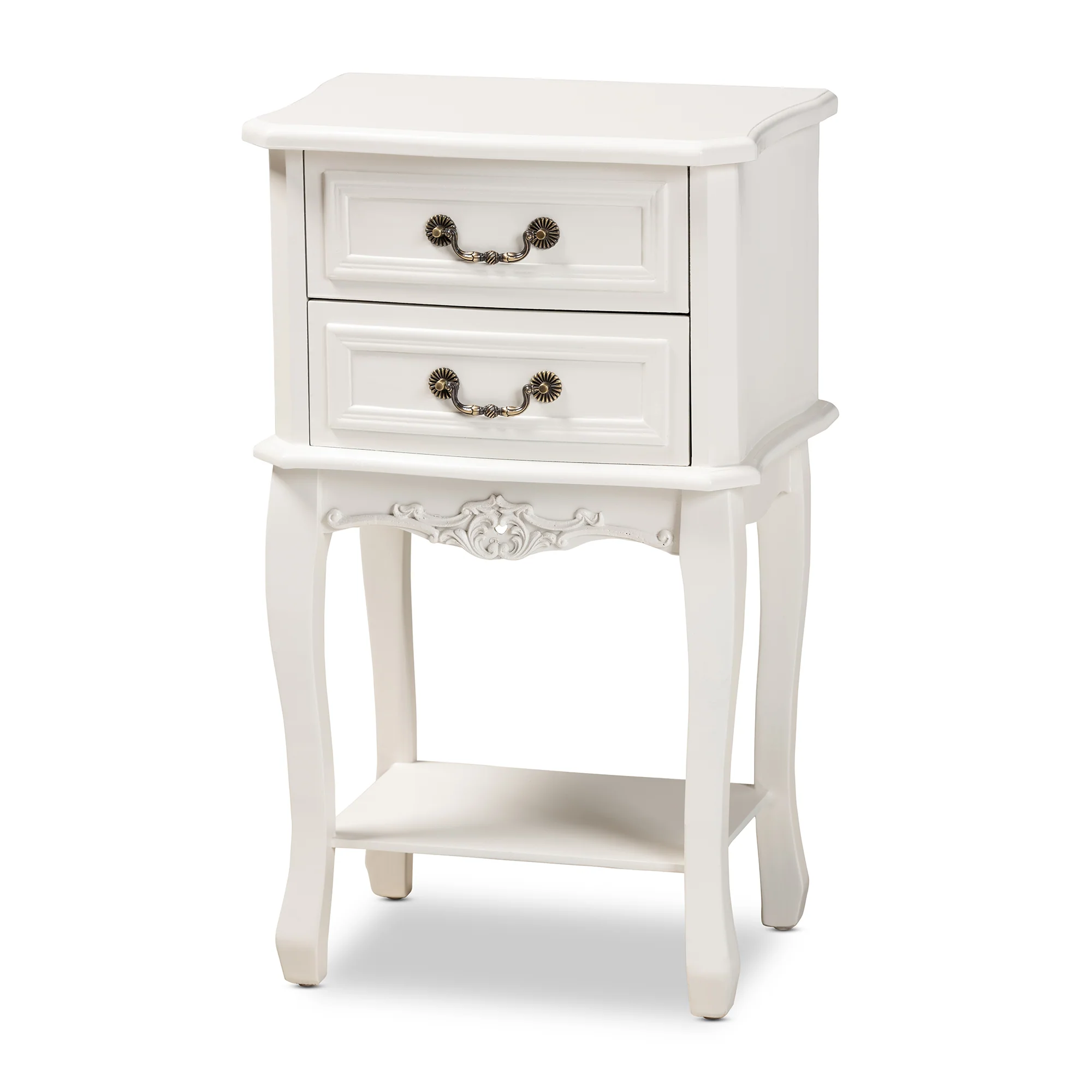 Baxton Studio Gabrielle Traditional French Country Provincial White-Finished 2-Drawer Wood End Table - Image 4