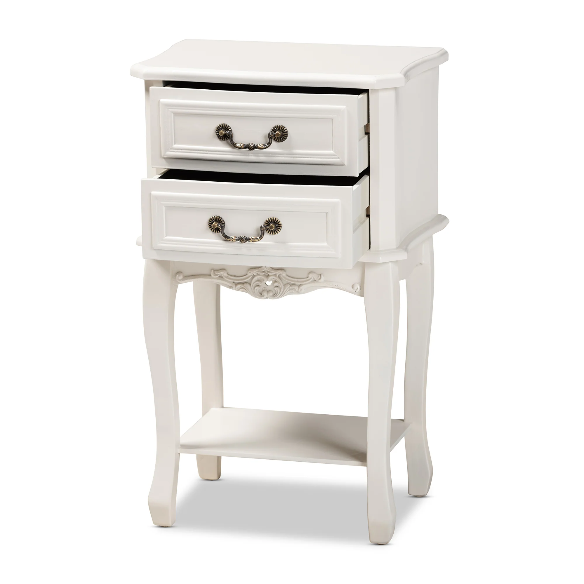 Baxton Studio Gabrielle Traditional French Country Provincial White-Finished 2-Drawer Wood End Table - Image 5