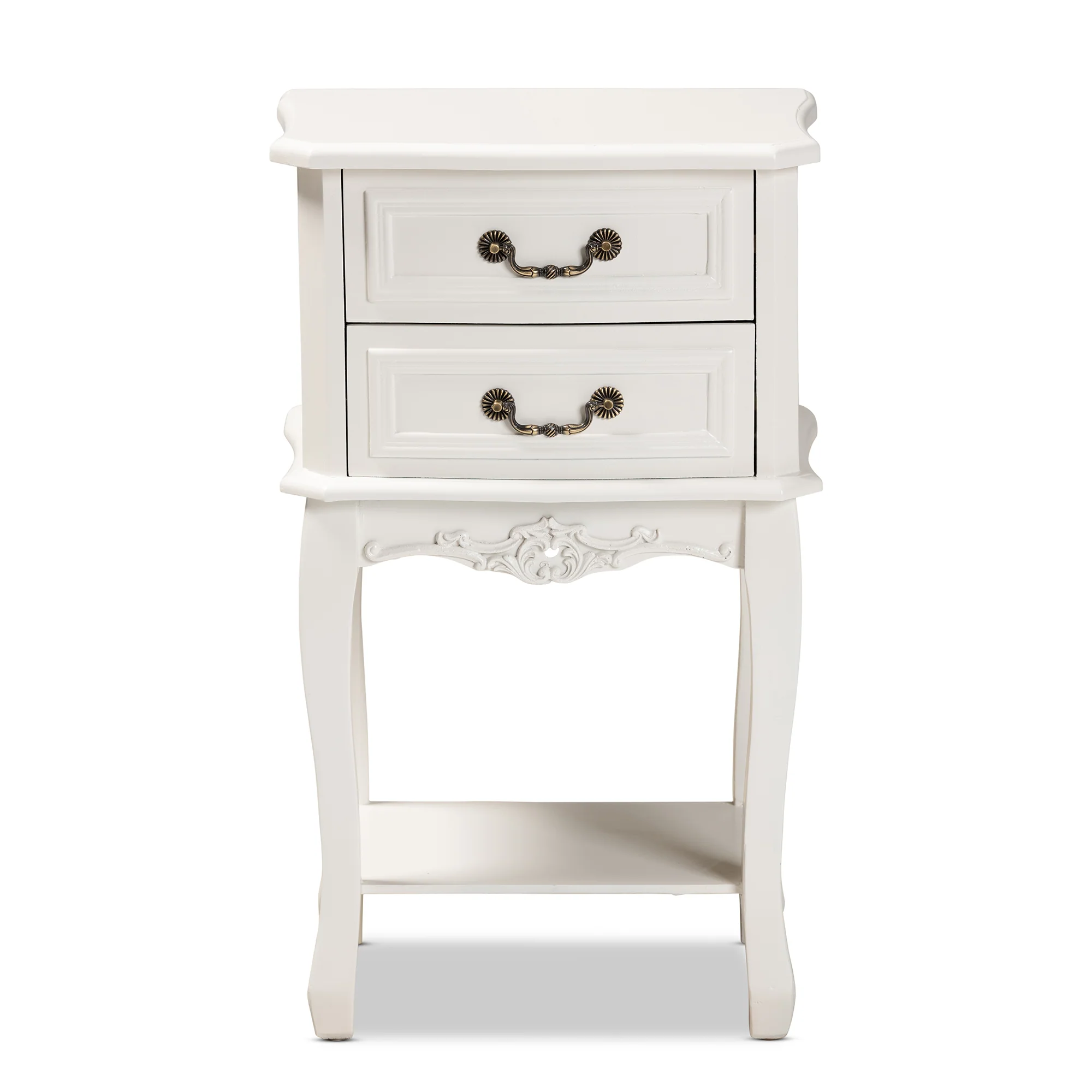 Baxton Studio Gabrielle Traditional French Country Provincial White-Finished 2-Drawer Wood End Table - Image 6