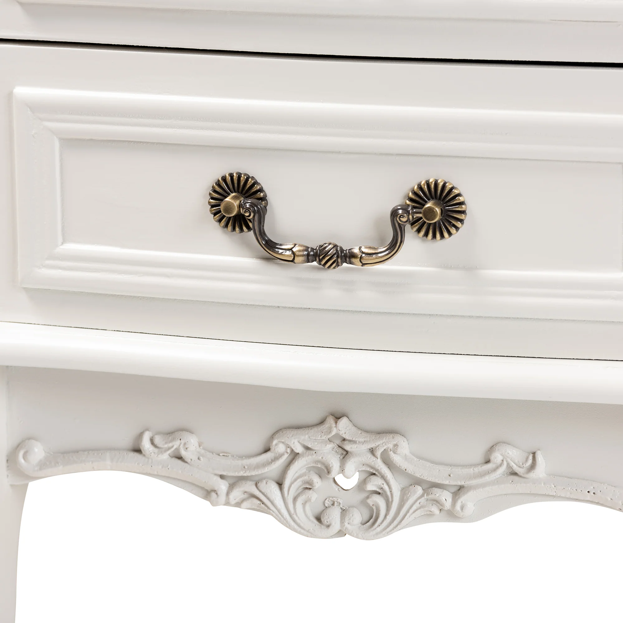 Baxton Studio Gabrielle Traditional French Country Provincial White-Finished 2-Drawer Wood End Table - Image 8