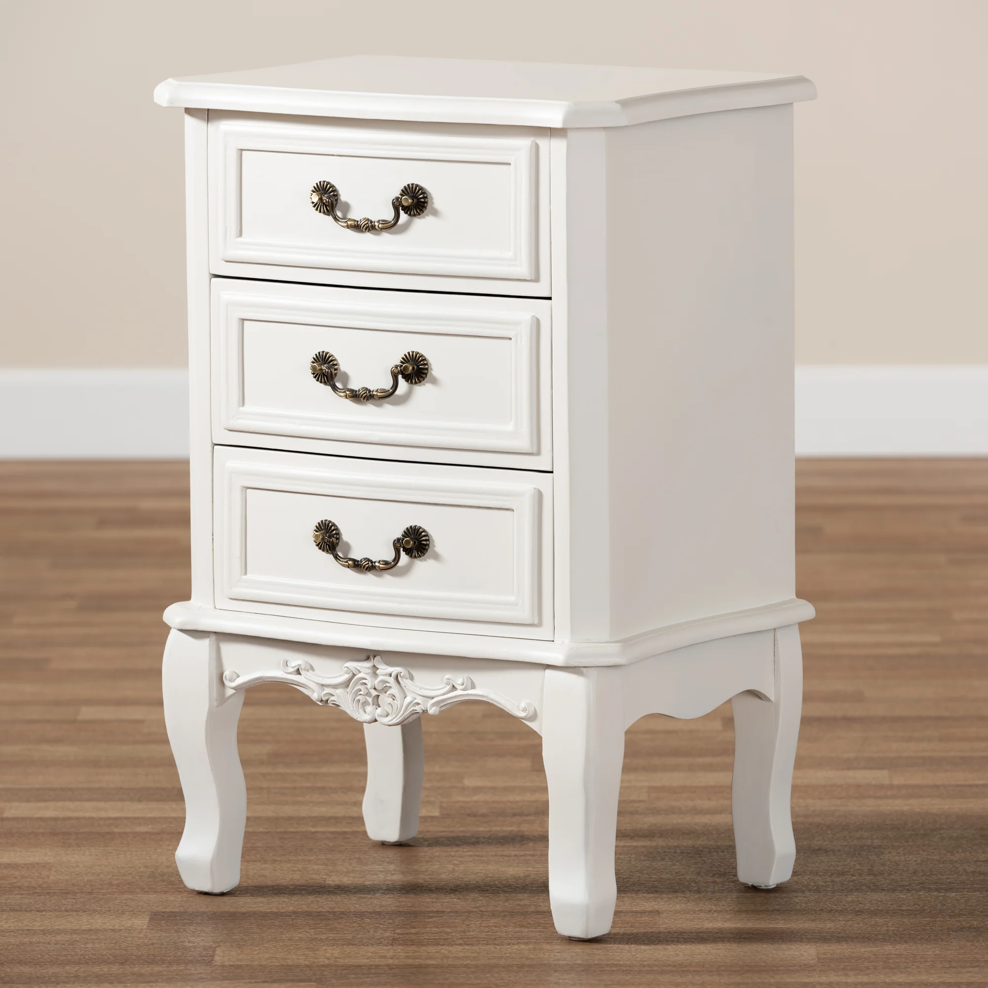 Baxton Studio Gabrielle Traditional French Country Provincial White-Finished 3-Drawer Wood End Table - Image 2