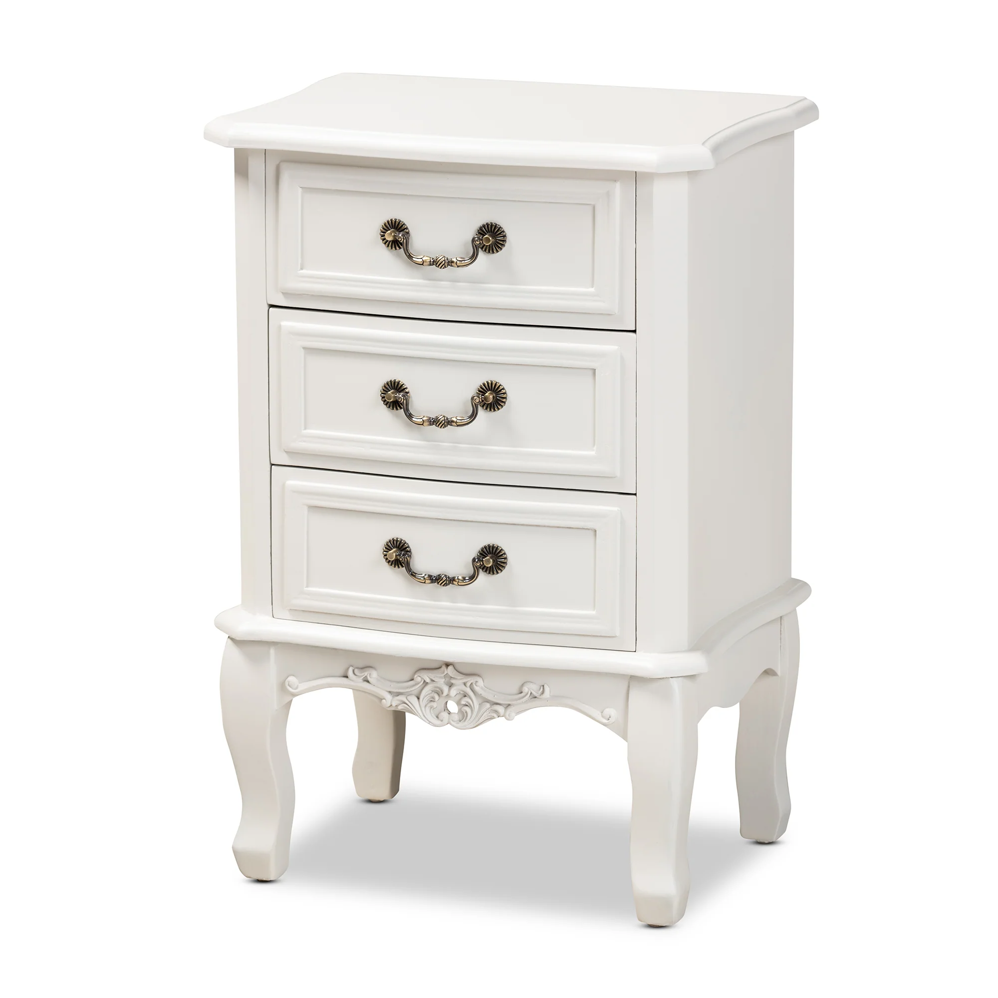 Baxton Studio Gabrielle Traditional French Country Provincial White-Finished 3-Drawer Wood End Table - Image 4