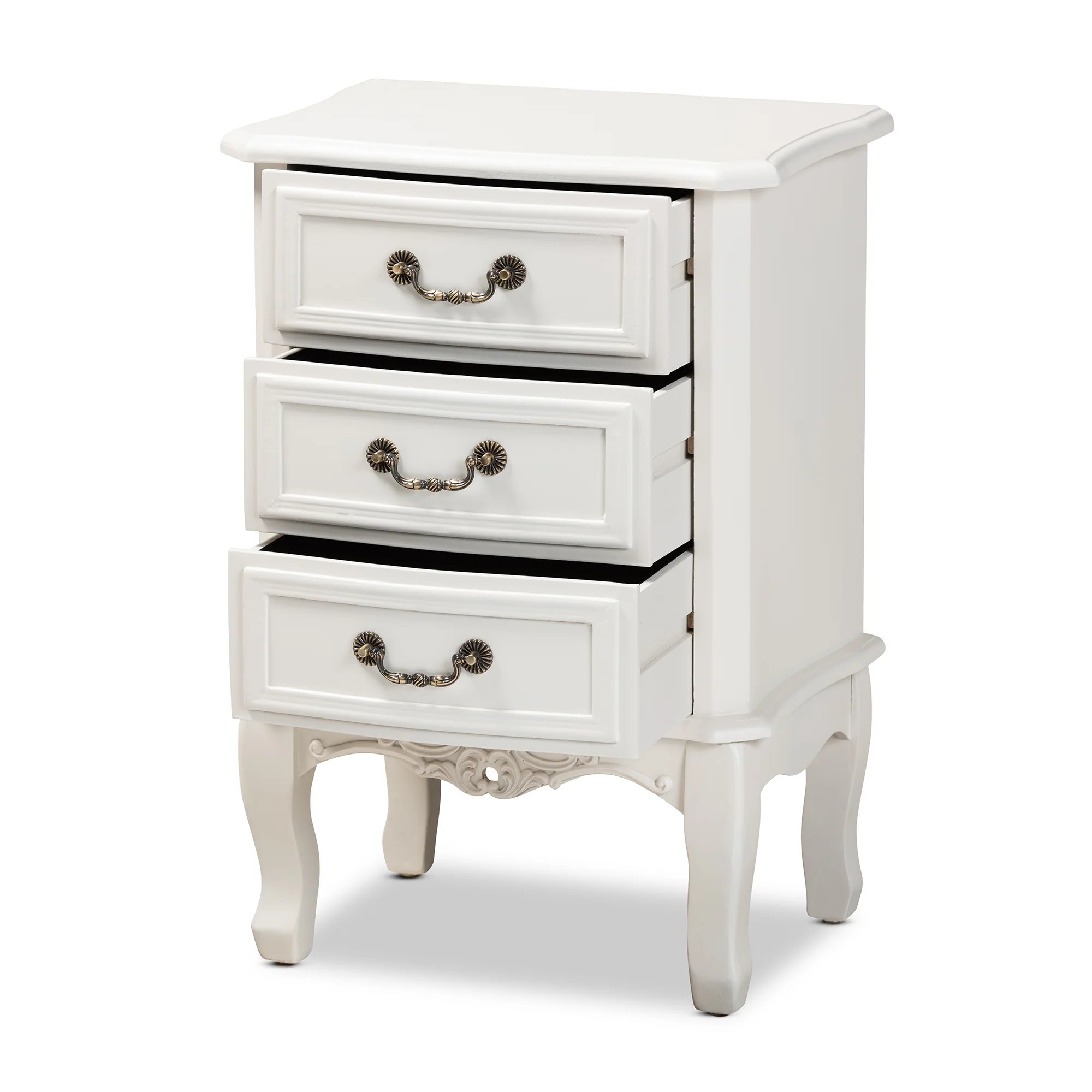 Baxton Studio Gabrielle Traditional French Country Provincial White-Finished 3-Drawer Wood End Table - Image 5