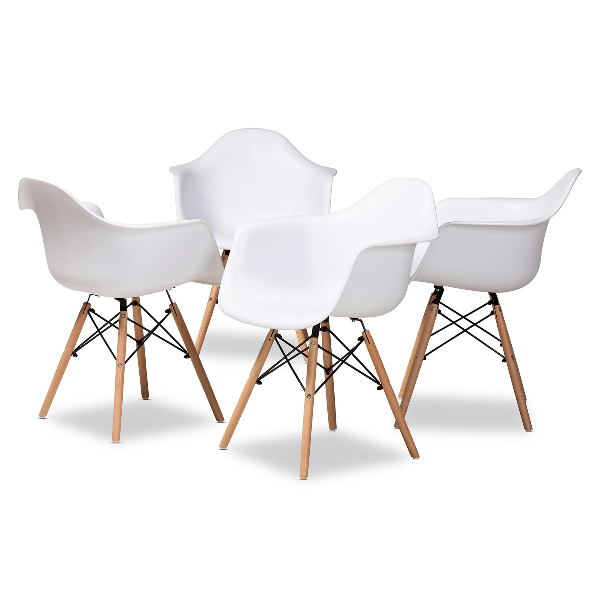 Baxton Studio Galen Modern and Contemporary White Finished Polypropylene Plastic and Oak Brown Finished Wood 4-Piece Dining Chair Set - Image 2