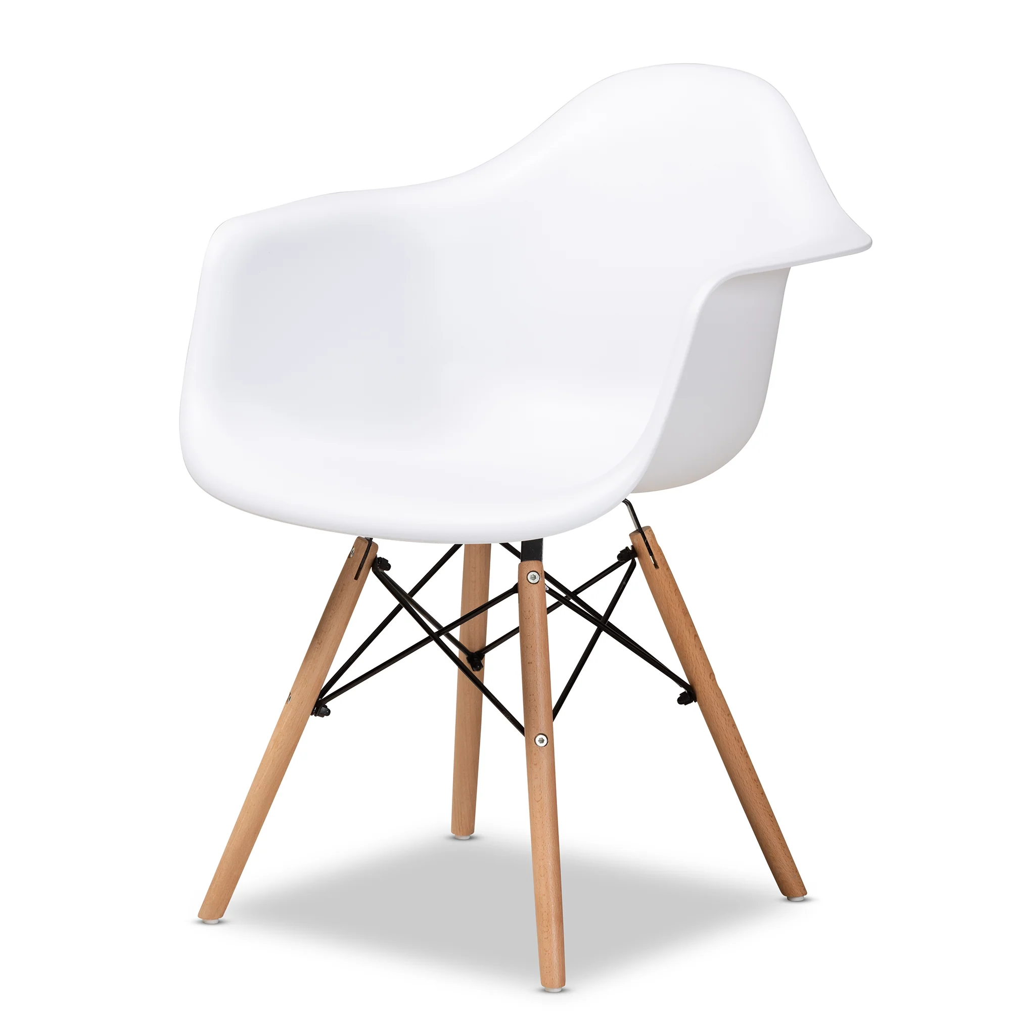 Baxton Studio Galen Modern and Contemporary White Finished Polypropylene Plastic and Oak Brown Finished Wood 4-Piece Dining Chair Set - Image 3