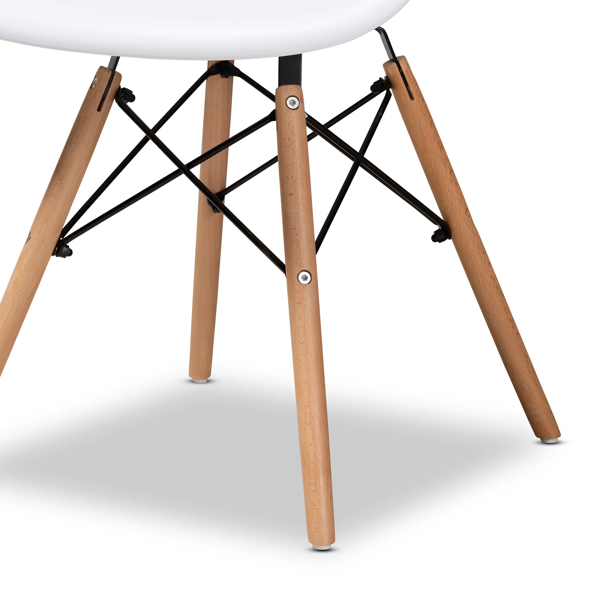 Baxton Studio Galen Modern and Contemporary White Finished Polypropylene Plastic and Oak Brown Finished Wood 4-Piece Dining Chair Set - Image 5