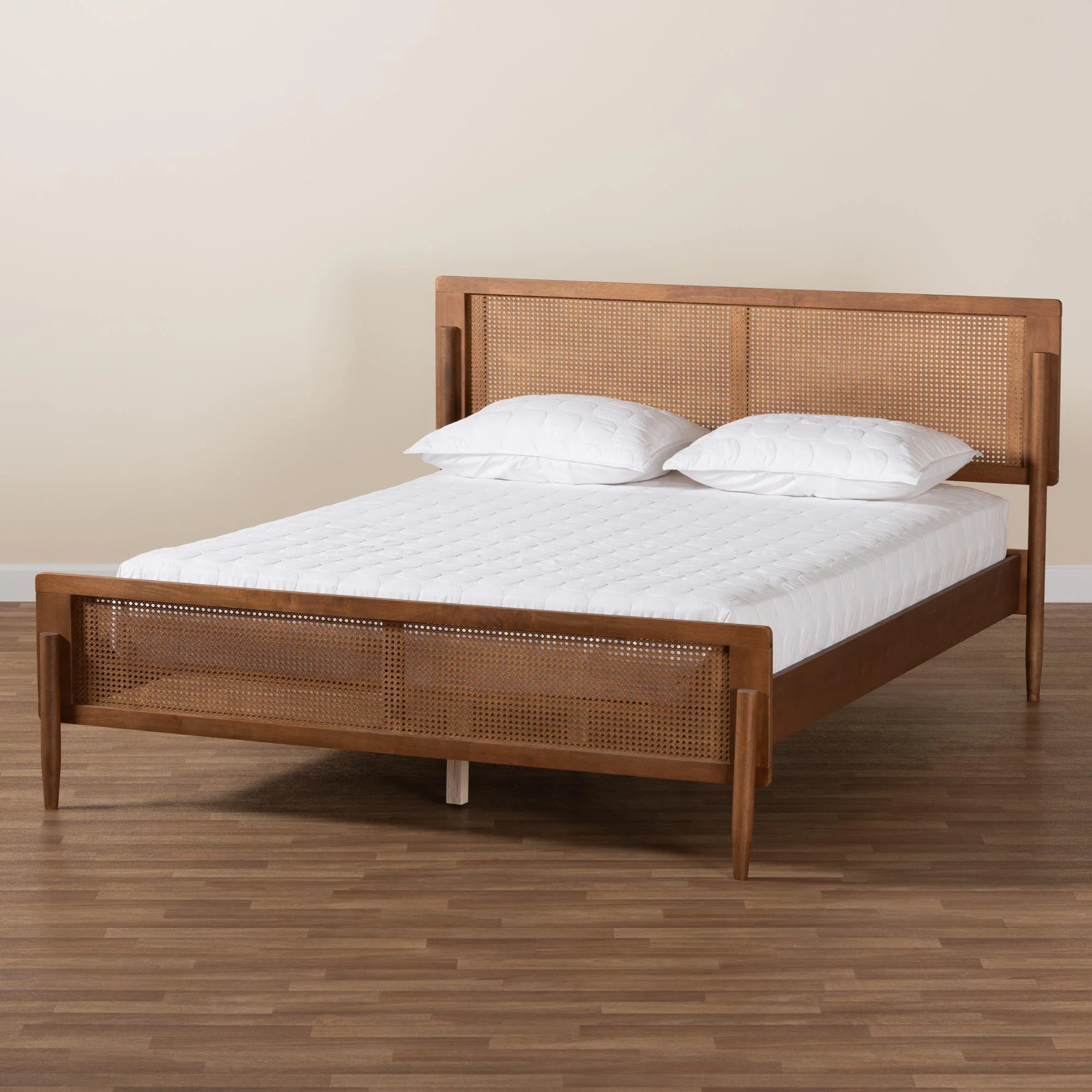 Baxton Studio Gardwin Mid-Century Modern Ash Walnut Finished Wood Queen Size Platform Bed - Image 10