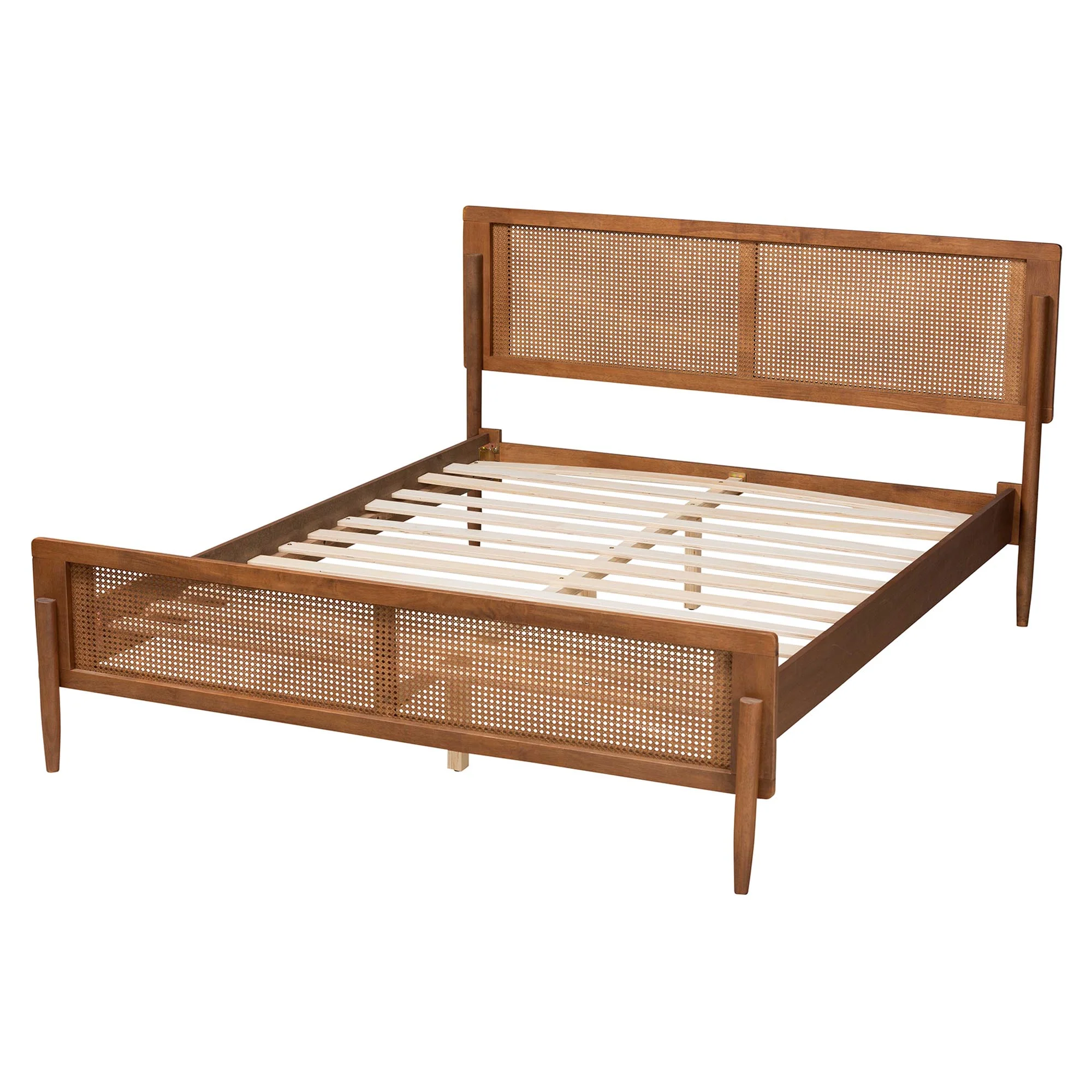 Baxton Studio Gardwin Mid-Century Modern Ash Walnut Finished Wood Queen Size Platform Bed - Image 4